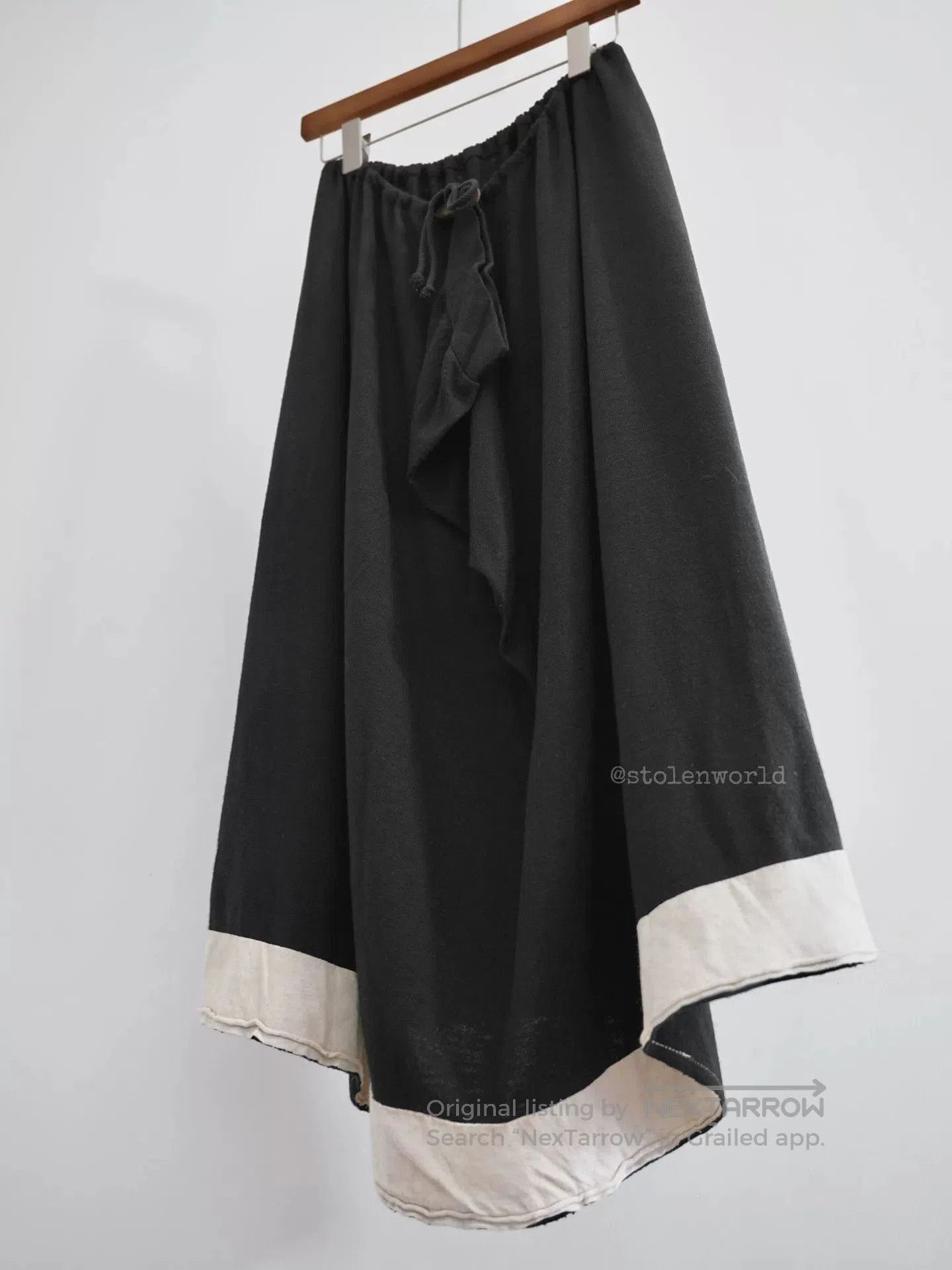 Y's black knitted wool skirt with drawstring. Size 23" - 4 Thumbnail