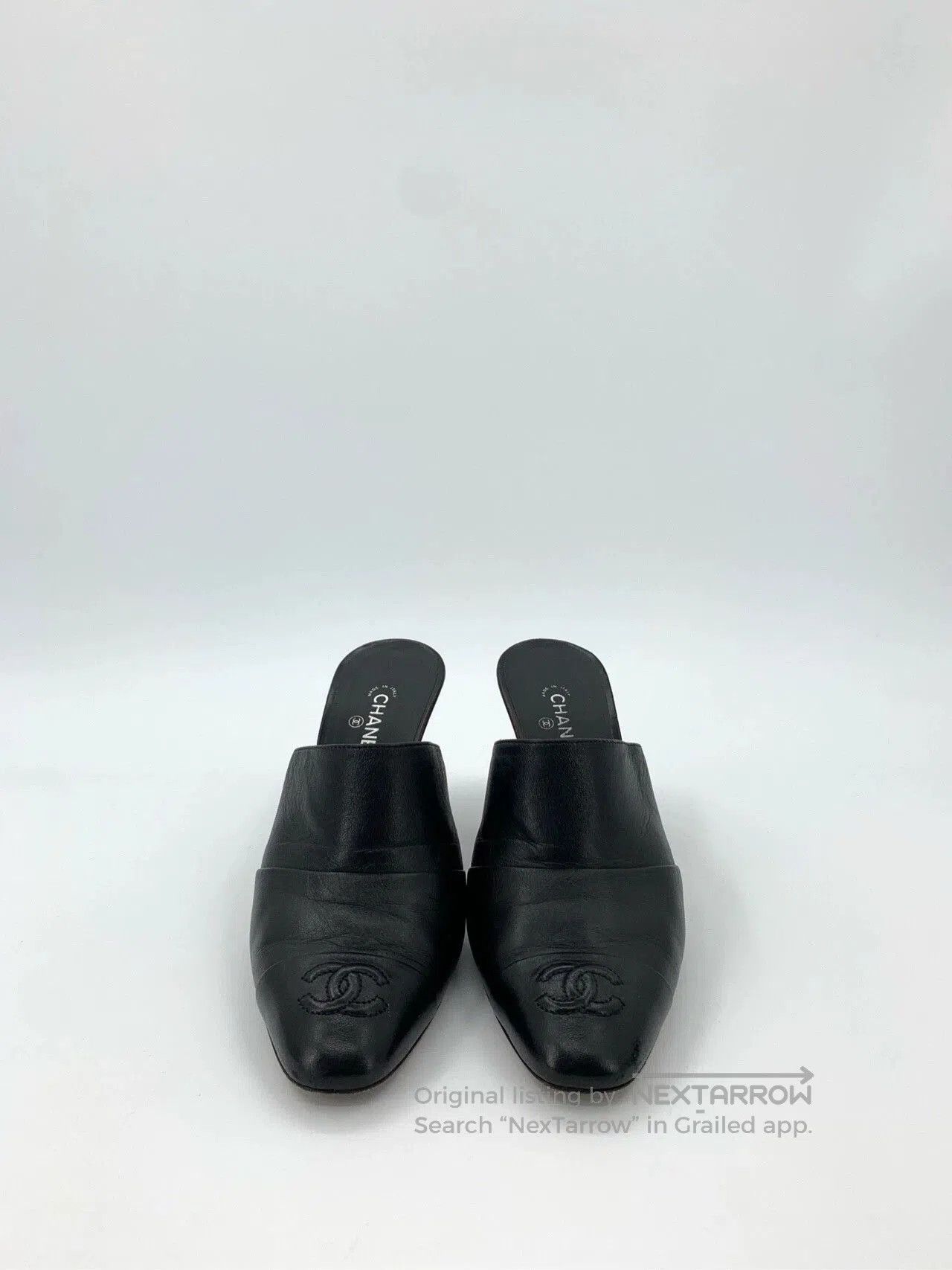 Chanel Chanel Black Leather CC Mule Heels. Size US 6.5 / EU 39-40 - 3 Thumbnail