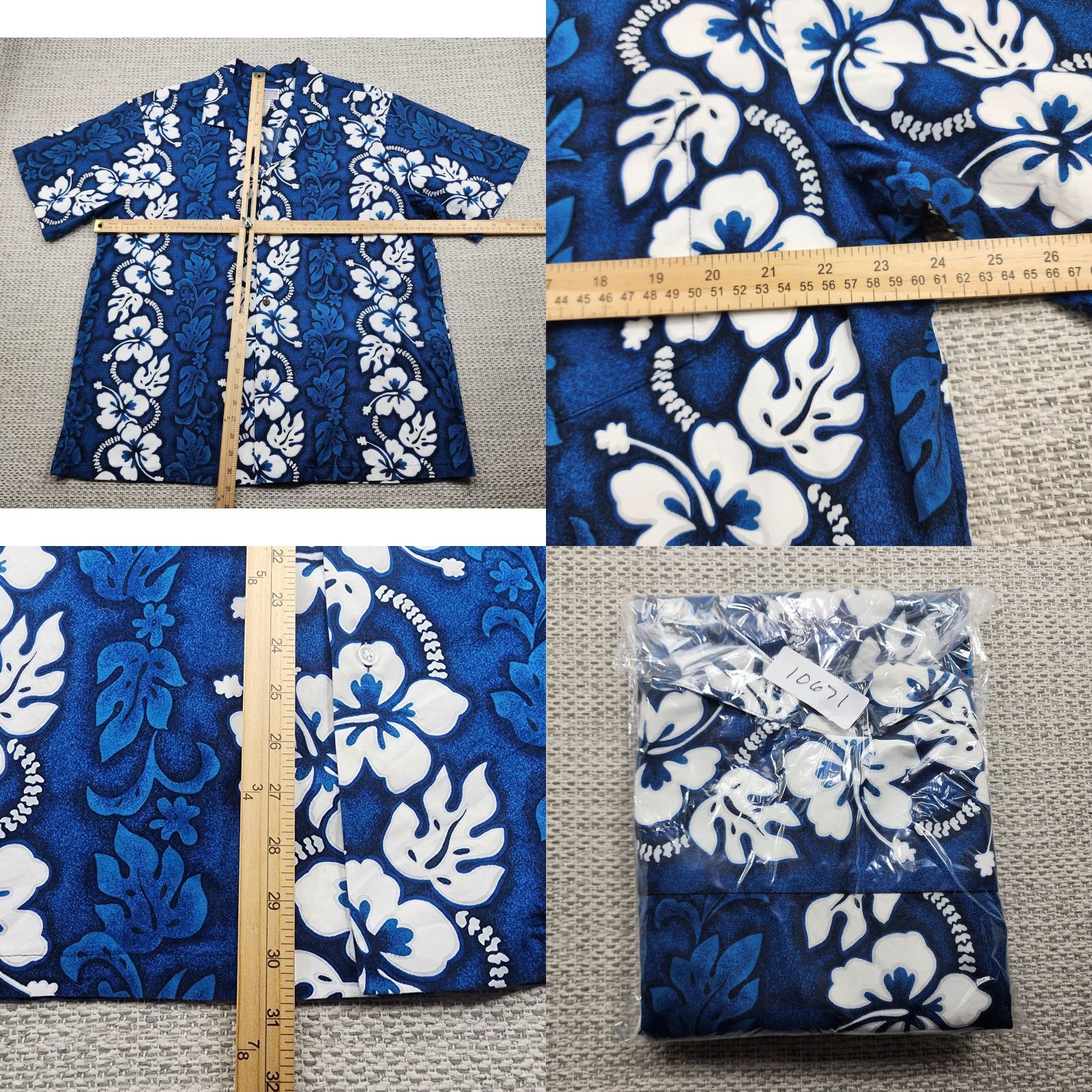 Vintage VINTAGE KY'S Hawaiian Shirt Mens XL Blue White Hibiscus Floral Camp Collar Made in Hawaii USA Shirt Size US XL / EU 56 / 4 - 8 Thumbnail