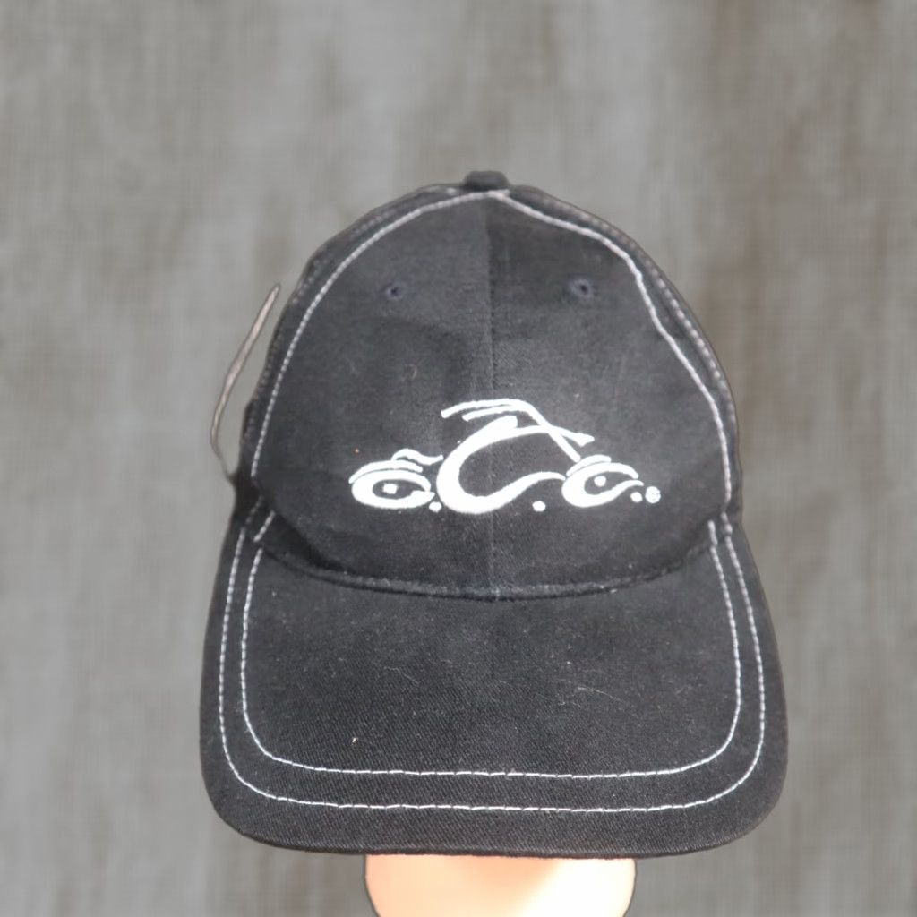Vintage BLACK MOTORCYCLE HAT Adjustable Strapback Unisex Adult Golf Theme Size ONE SIZE - 1 Thumbnail