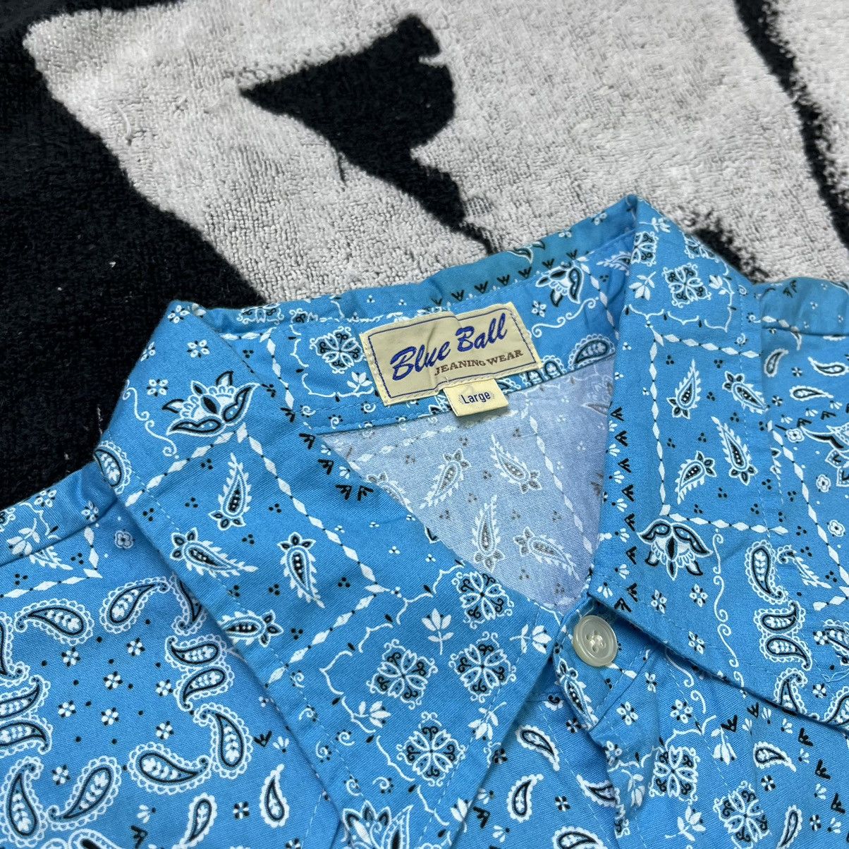 Japanese Brand Blue Ball Bandana Paisley long sleeve Western shirt Size US M / EU 48-50 / 2 - 8 Thumbnail