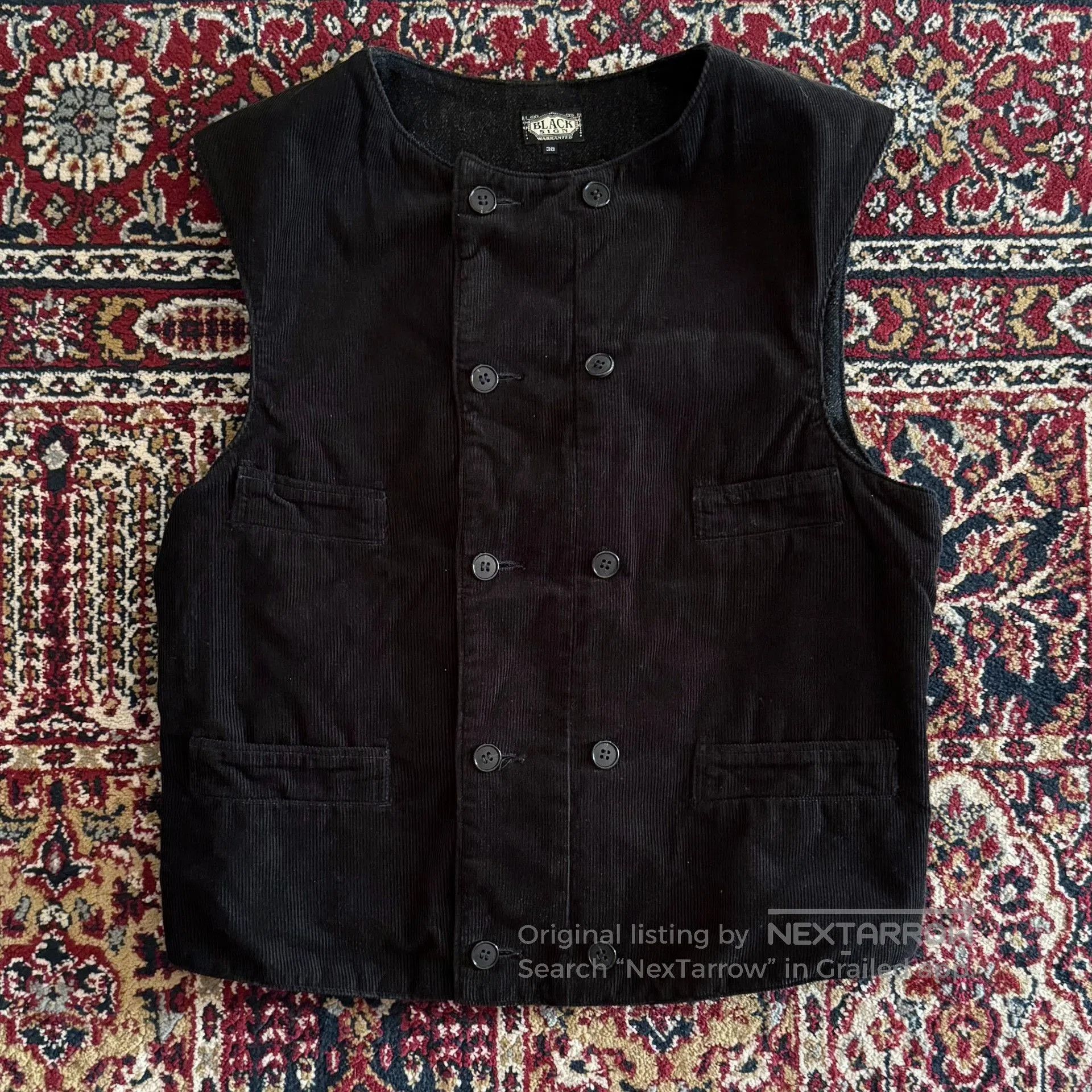 BLACK SIGN Black Corduroy Hunting Style Vest. Size US M / EU 48-50 / 2 - 1 Thumbnail