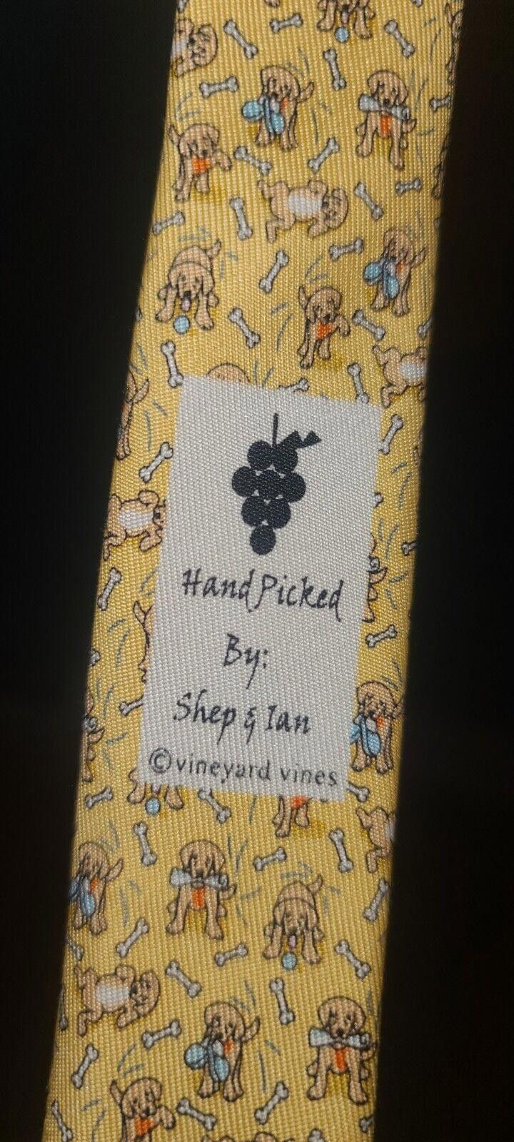 Vineyard Vines Vineyard Vines Necktie Yellow Dog Print Doghouse Bone Size ONE SIZE - 5 Thumbnail