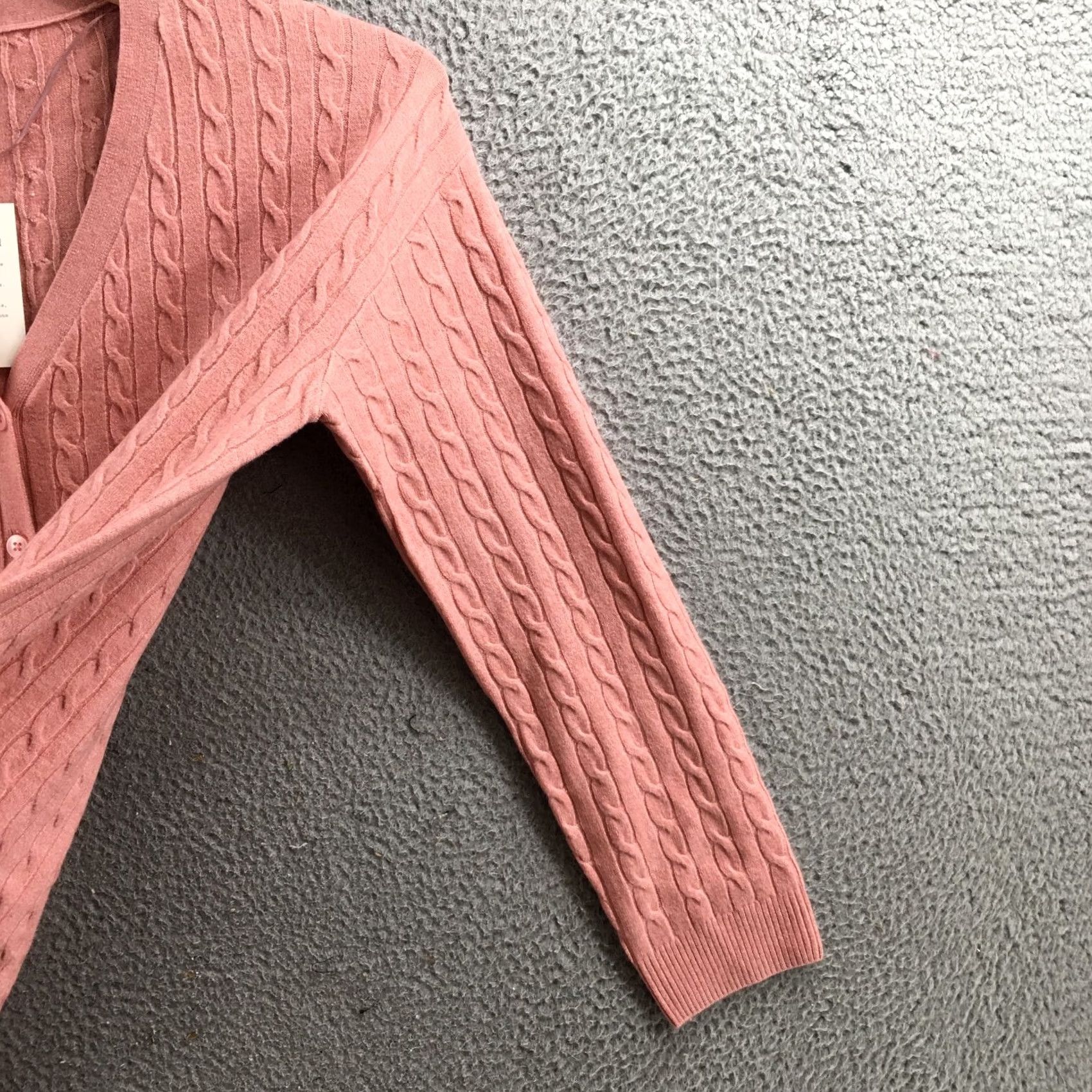 Vintage A New Day Cardigan Sweater Womens M Pink Cable Knit Long Sleeve VNeck Casual NEW Size M / US 6-8 / IT 42-44 - 4 Thumbnail
