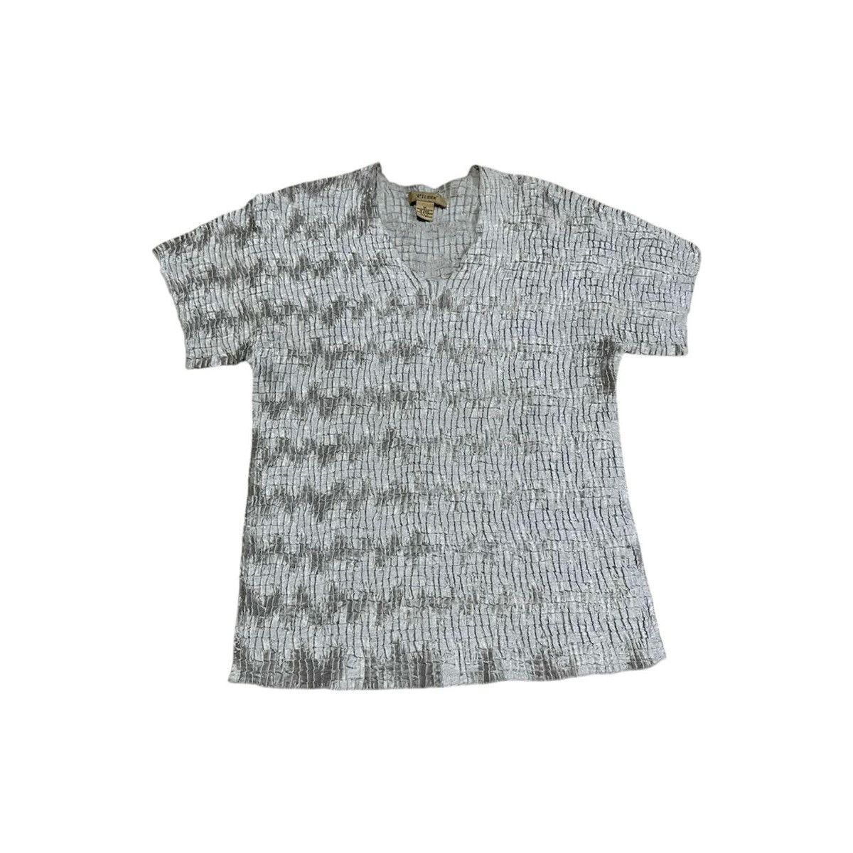 Issey Miyake × Japanese Brand × Pleats Please Issey Miyake 🔥Rare Vintage Plisse Pleated Shirt Metallic Silver Size US M / EU 48-50 / 2 - 1 Thumbnail