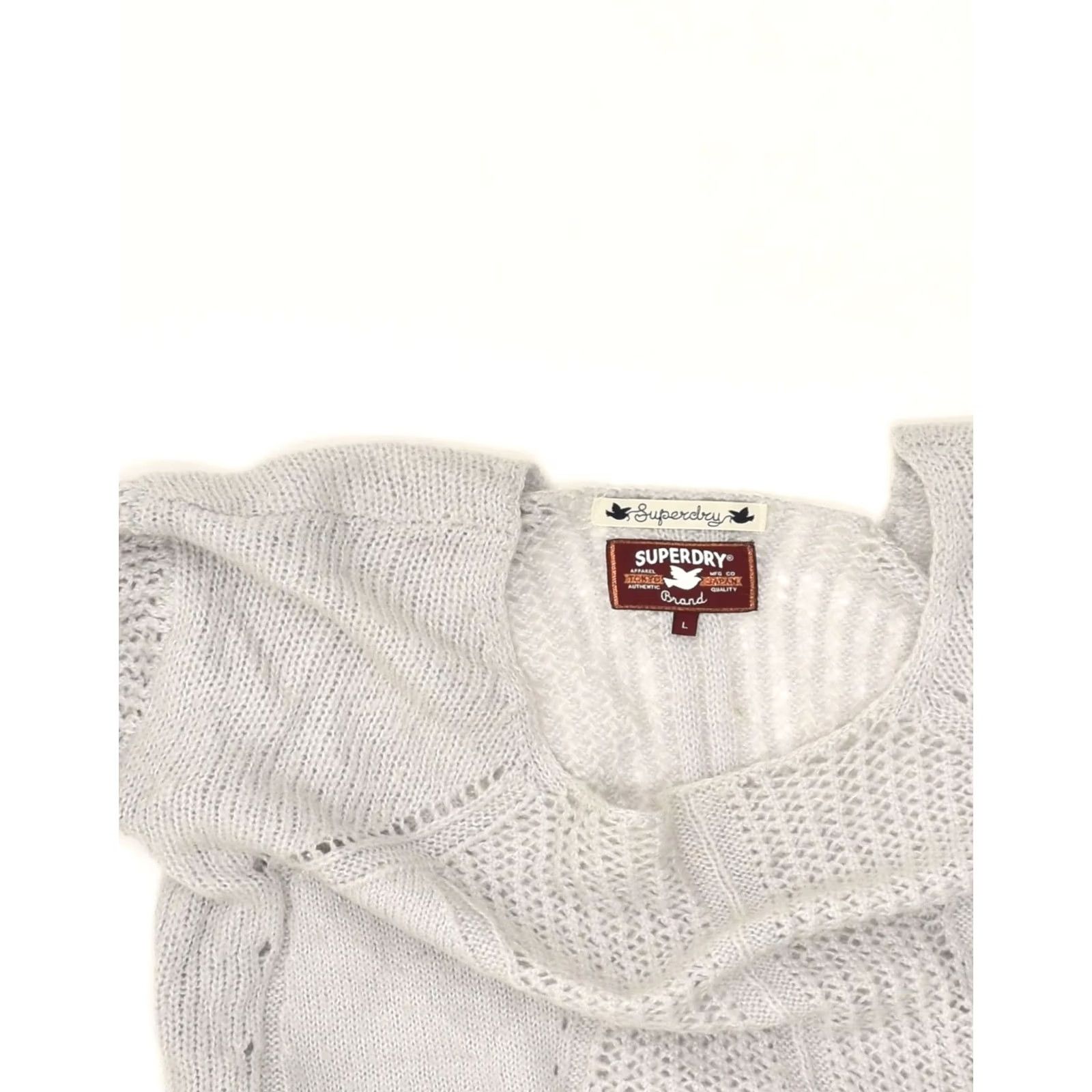 Superdry SUPERDRY Womens Jumper Sweater UK 16 Large Grey Acrylic Boat Neck AG08 Size L / US 10 / IT 46 - 3 Thumbnail