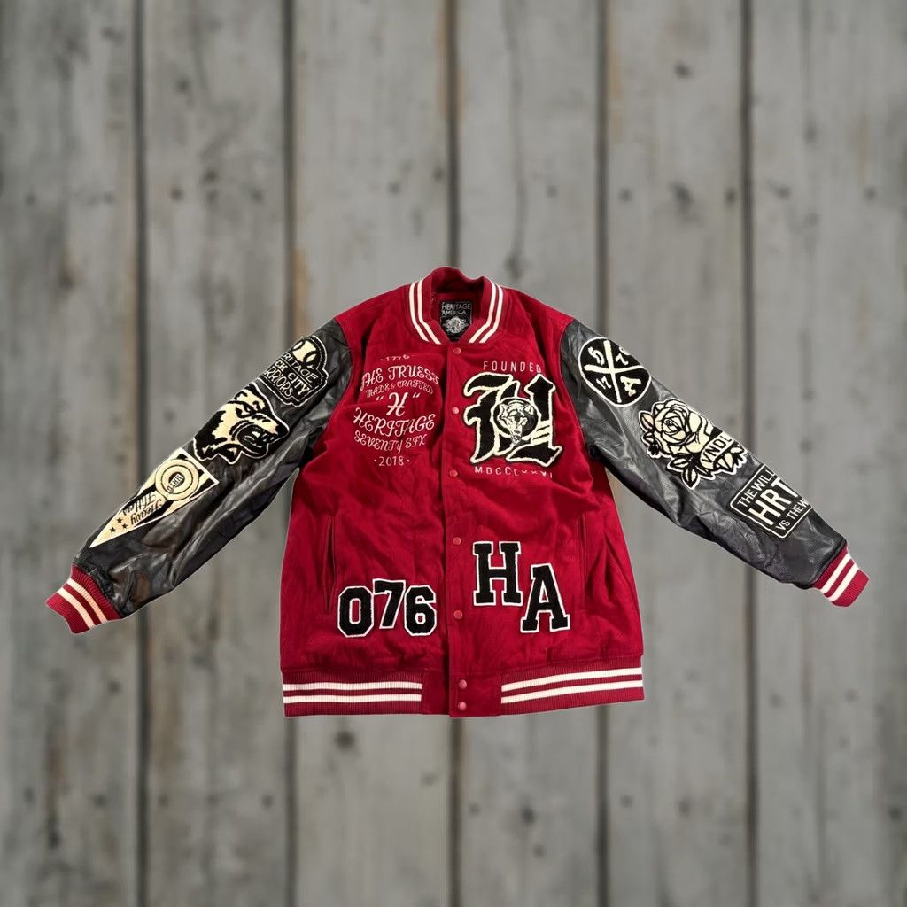 LONE WOLF VINTAGE Heritage America Varsity Jacket Mens 3XL Burgundy Patchwork Letterman Size US XXL / EU 58 / 5 - 1 Thumbnail