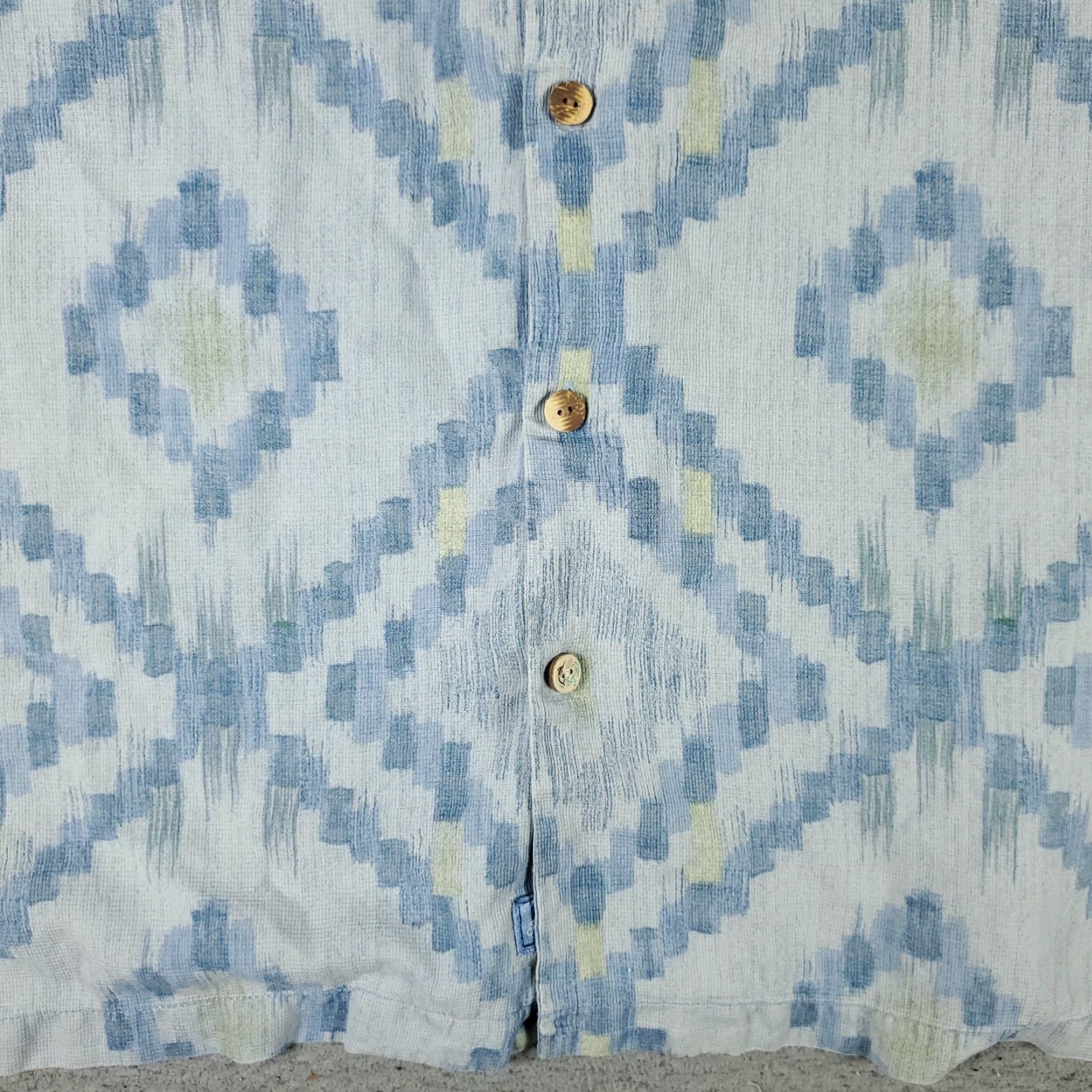 Tommy Bahama Tommy Bahama Shirt Mens 2XB Blue Geometric Hawaiian Button Up Short Sleeve Shirt Big & Tall 2X Navy Blue Hawaiian Aloha Classic Mens Size US XXL / EU 58 / 5 - 3 Thumbnail