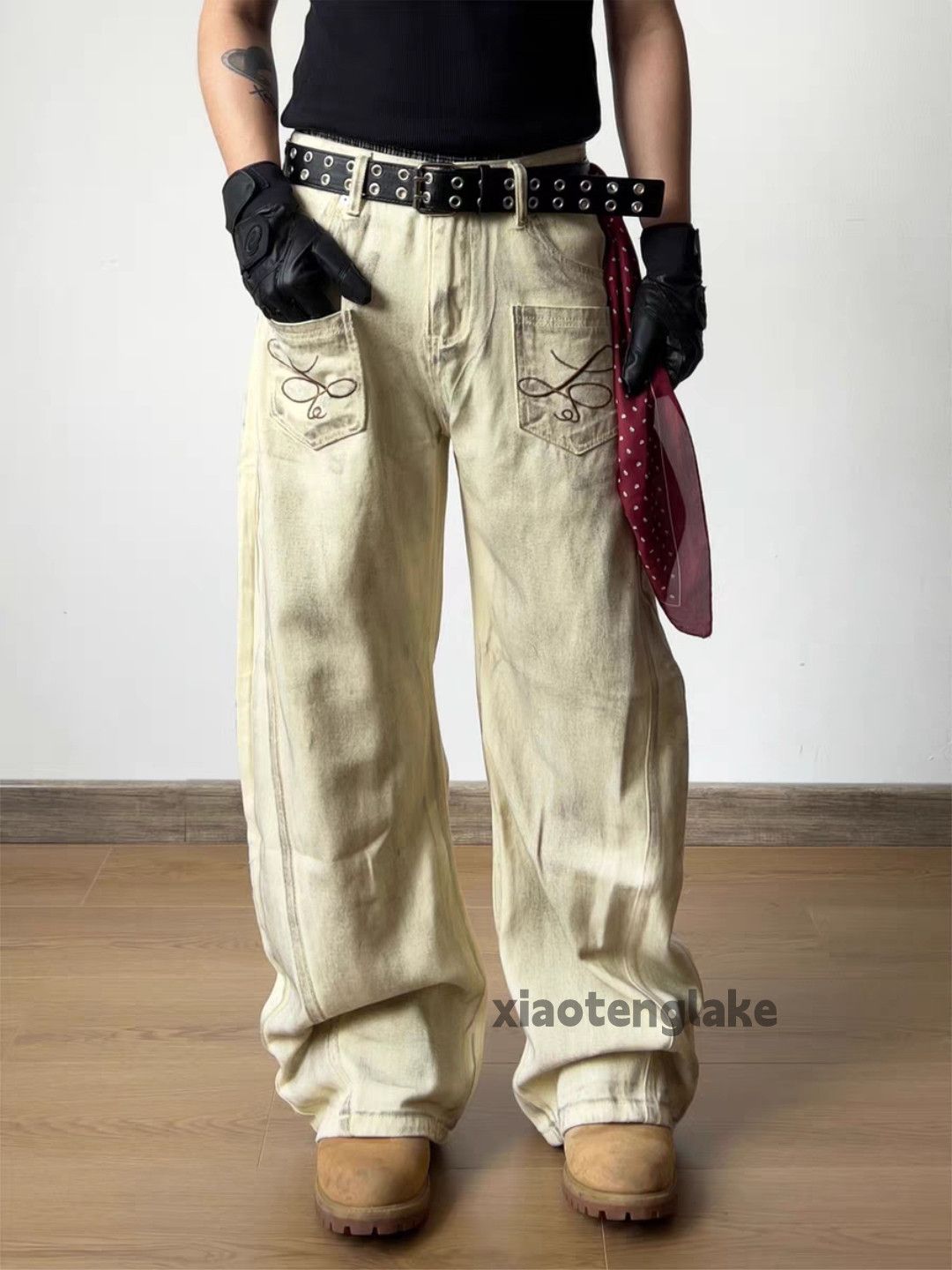 Jean xz utility washed faded loose baggy stain carpenter jeans Size US 33 - 4 Thumbnail