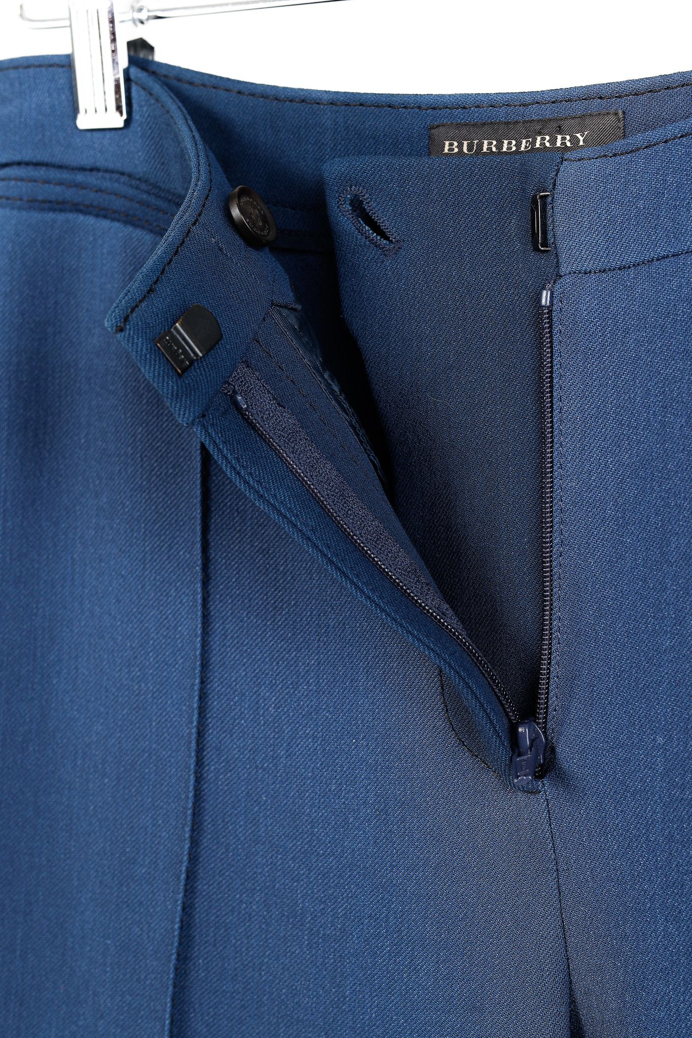 Burberry Burberry Blue Wool Silk Suiting Trousers Size 28" / US 6 / IT 42 - 7 Thumbnail