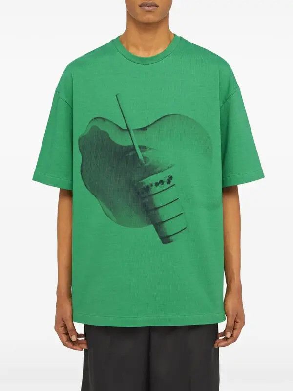Jil Sander o1w1db10825 Print Cotton T-Shirt in Green Size US XL / EU 56 / 4 - 4 Thumbnail
