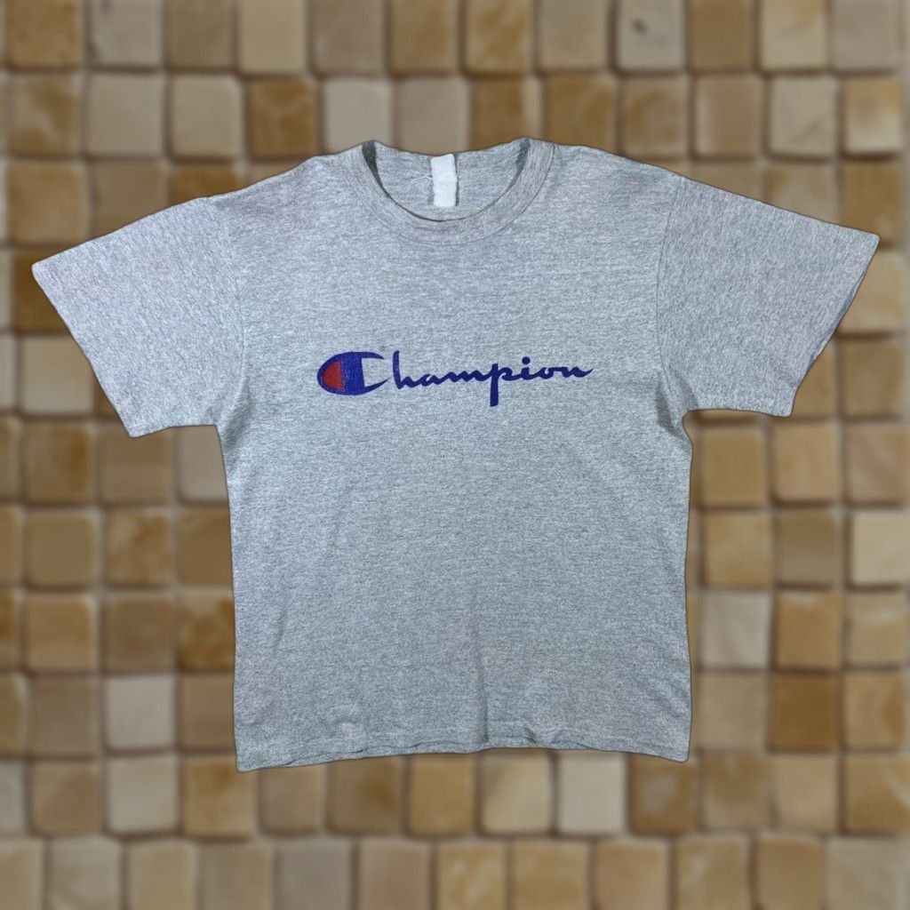 Champion VINTAGE Champion Logo Spellout Graphic Single Stitch Grey T-Shirt 90s Mens Medium Size US M / EU 48-50 / 2 - 1 Thumbnail