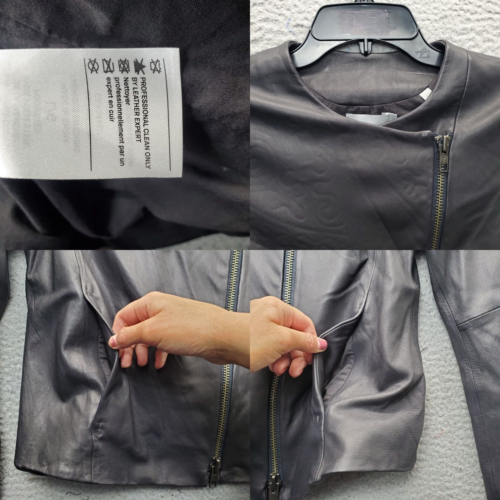Vince Vince Biker Jacket Women Large Black Faux Leather Lined Slit Sleeve Zip Clipside Clip Zip Biker Jacket Women Size L Size L / US 10 / IT 46 - 8 Thumbnail
