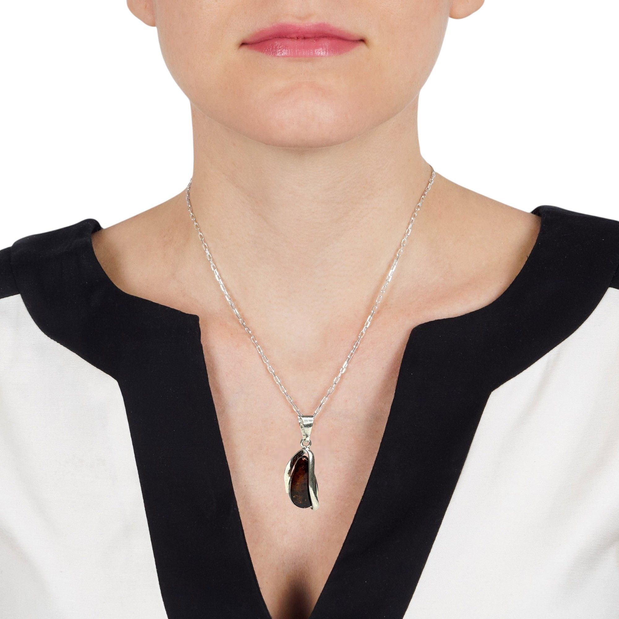 Other Amber Pendant With Sterling Silver Setting & Unique Inclusio Size ONE SIZE - 2 Thumbnail