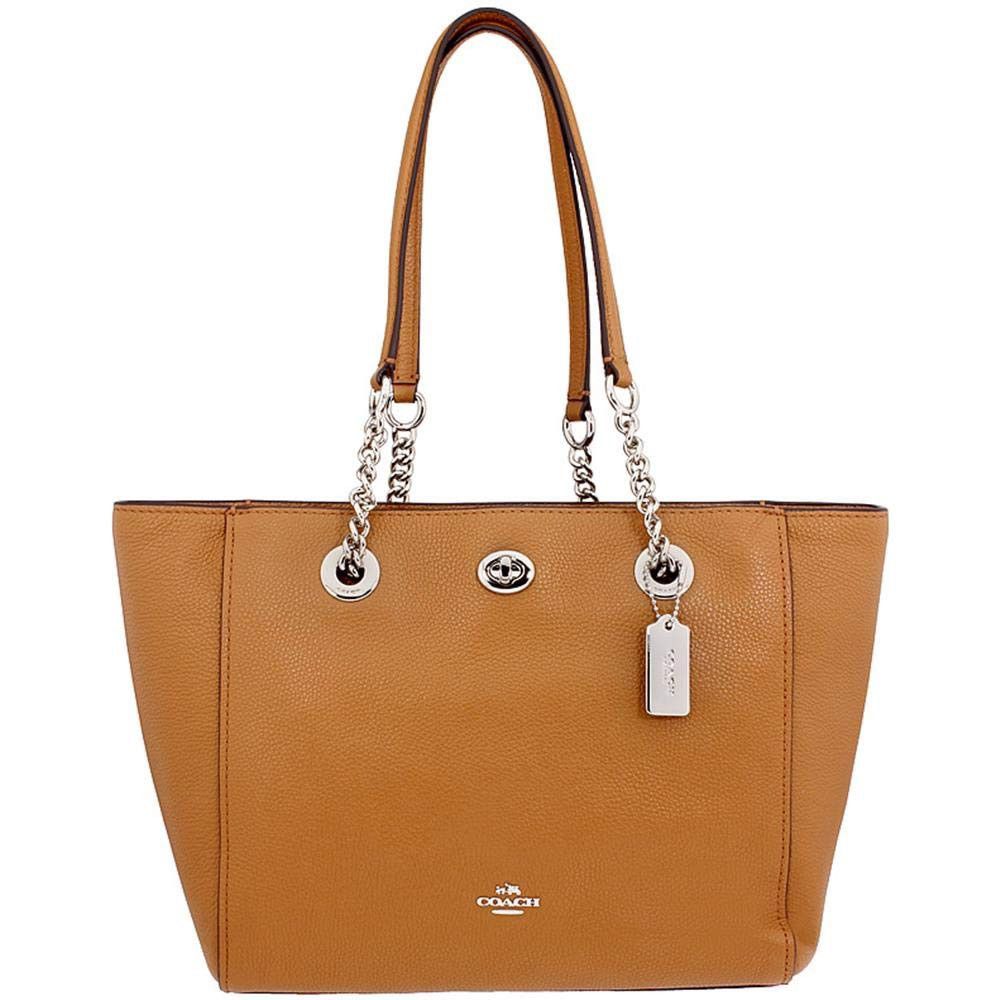 Coach Coach Turnlock Chain Tote Leather in Brown color Size ONE SIZE - 1 Thumbnail