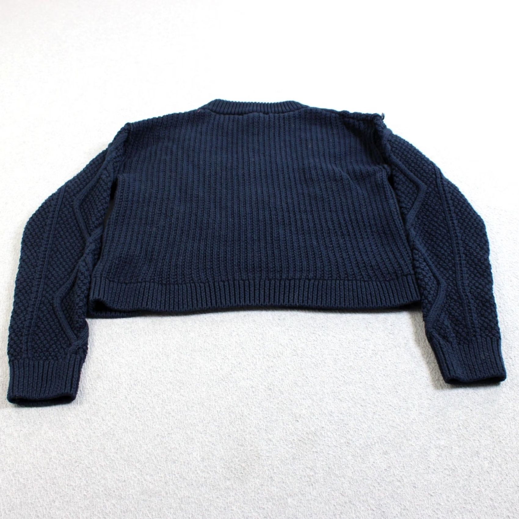 Quince Quince Sweater Women XS Blue Cable Knit Organic Cotton Cropped Chunky Cozy Comfy Size XS / US 0-2 / IT 36-38 - 2 Thumbnail