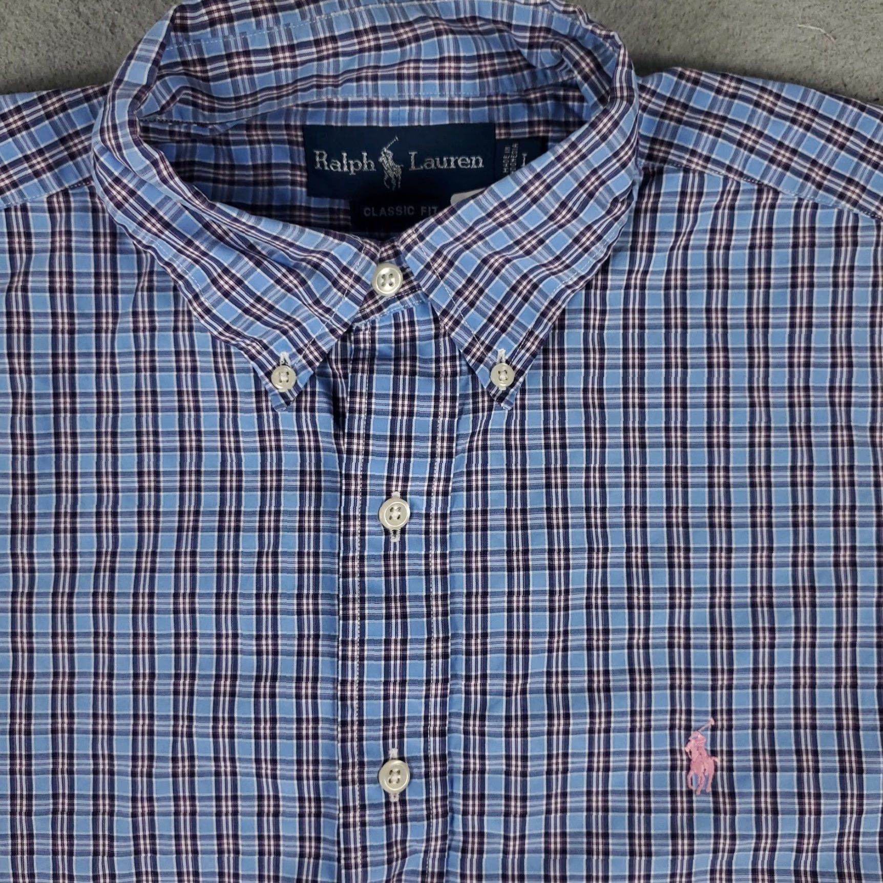 Ralph Lauren VINTAGE Ralph Lauren Shirt Men Large Blue Plaid Button-Up Casual Short Sleeve Polo Classic Department Sale Size US L / EU 52-54 / 3 - 2 Thumbnail