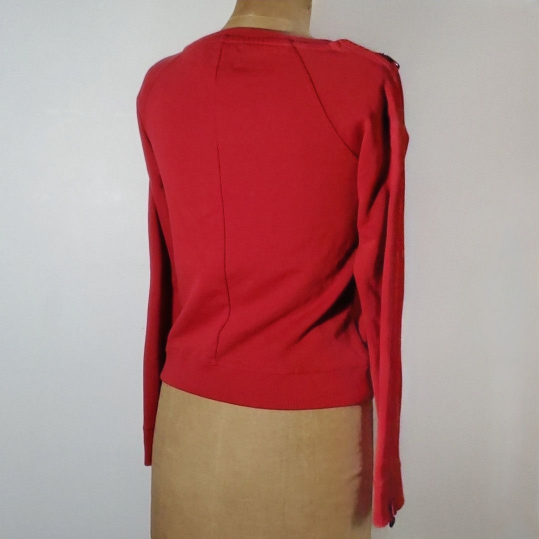 Other Needle & Thread S/M Sweatshirt Glisten Zip Crew Red Cotton Size S / US 4 / IT 40 - 2 Thumbnail