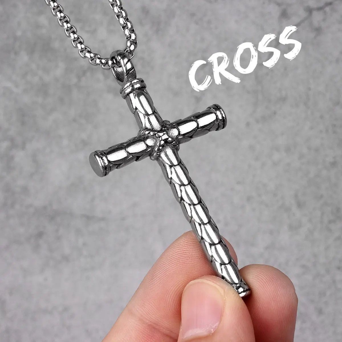 Jewelry Dragon Scale Cross Long Pendants Necklace Size ONE SIZE - 1 Preview