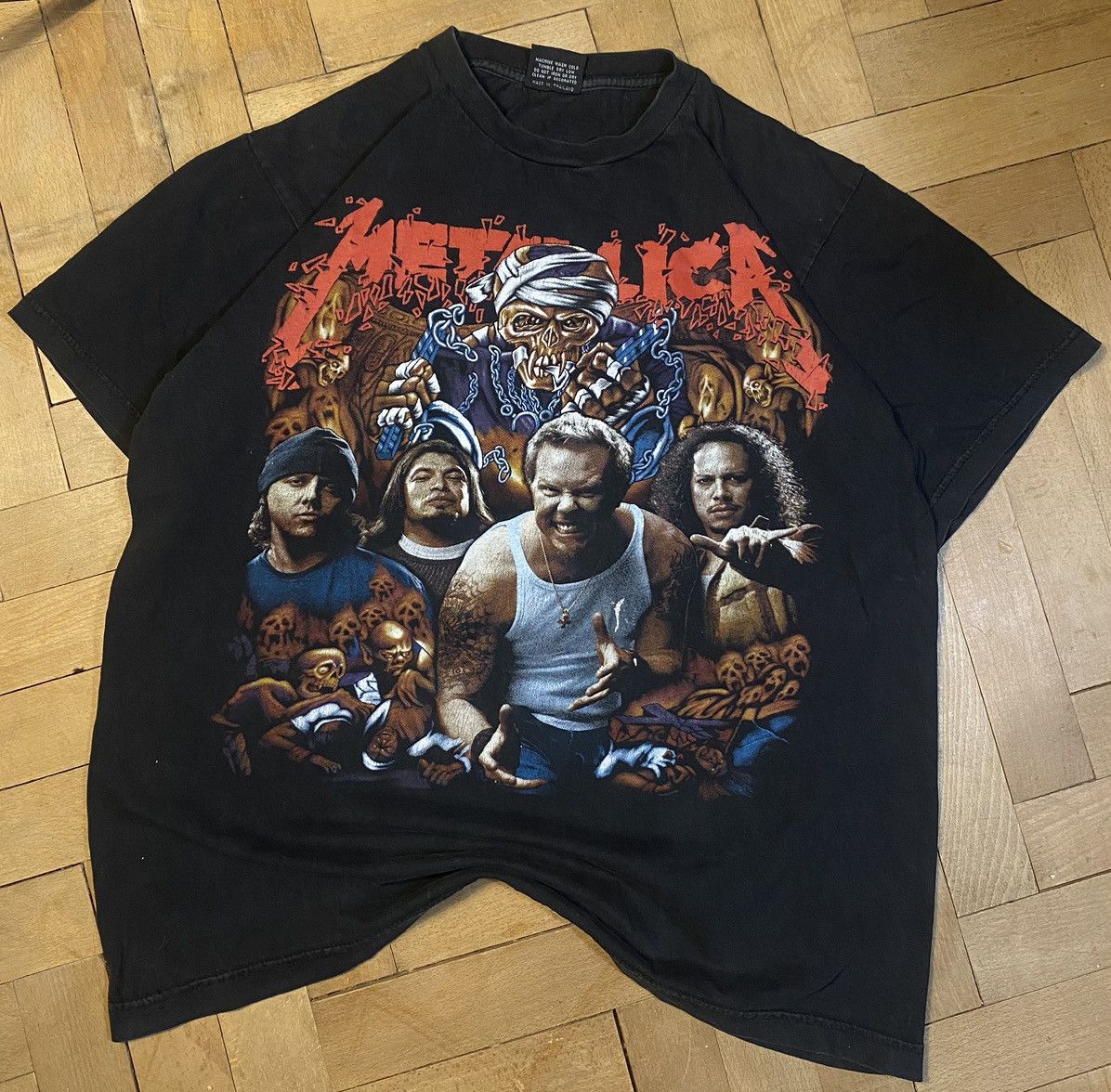METALLICA Skull Pattern Band T-shirt Band Tee Men's L size cotton black type Vintage Second Hand