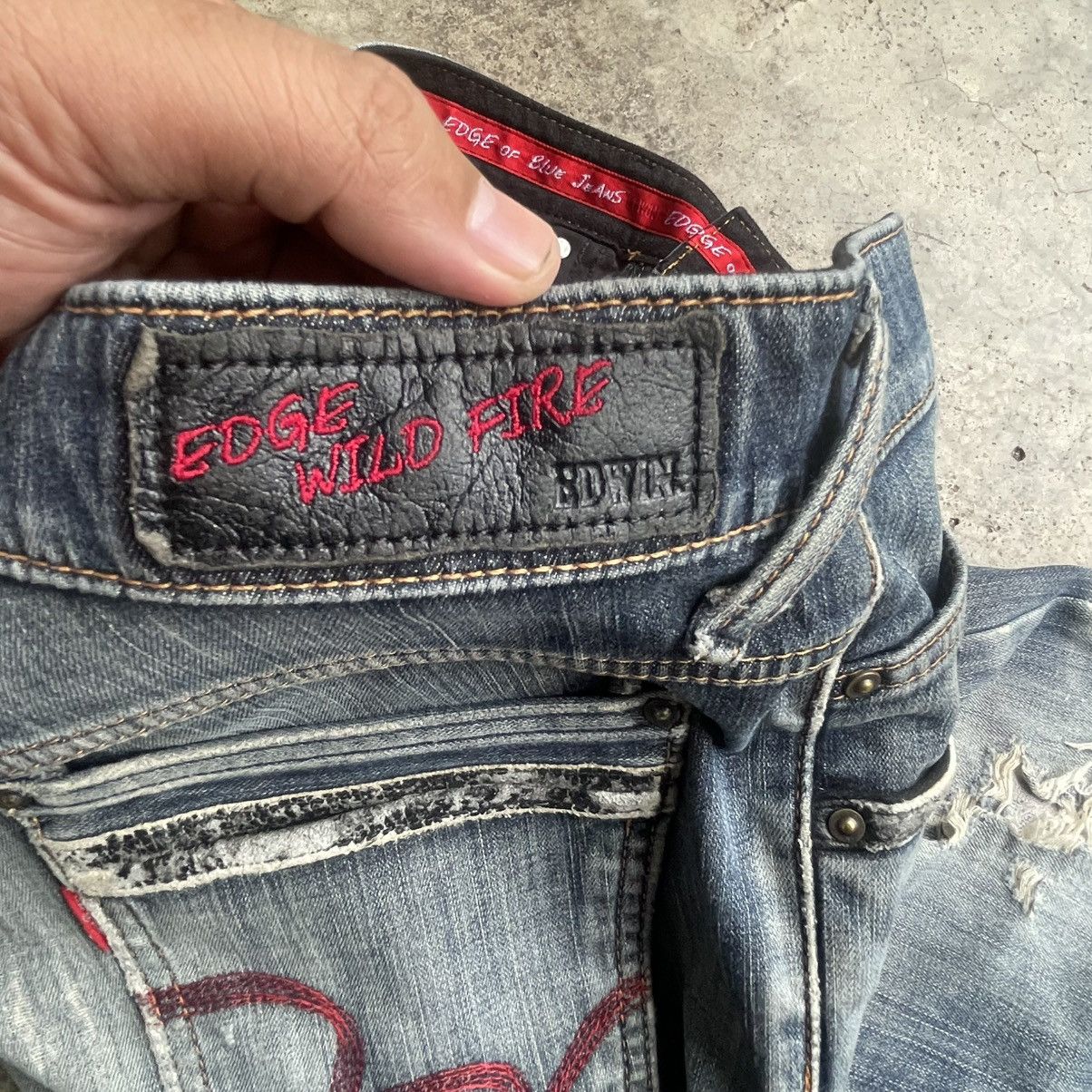 Edwin 🔥Vintage Edwin Edge Of Blue Stoned Washed Distress Jeans Size US 34 / EU 50 - 14 Thumbnail