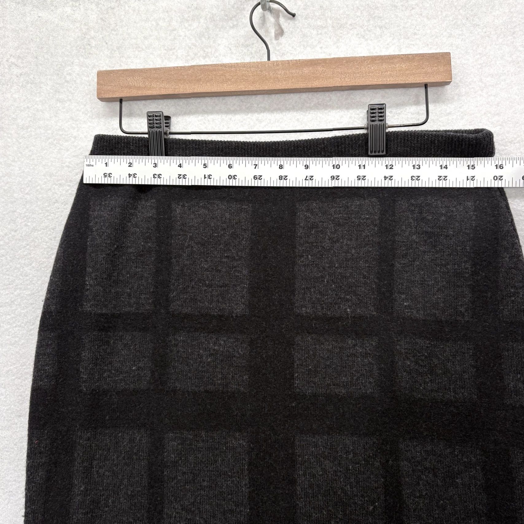 Eileen Fisher Eileen Fisher Skirt Womens Medium Gray Plaid Knit Wool Pencil Stretch Career Size 32" / US 10 / IT 46 - 2 Thumbnail
