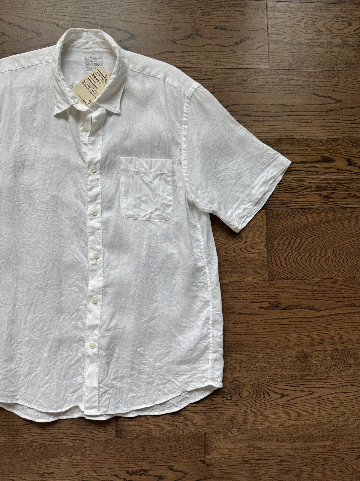 Muji MUJI Japan Mens Natural Linen Minimal Basic Summer Shirt Size US L / EU 52-54 / 3 - 2 Thumbnail