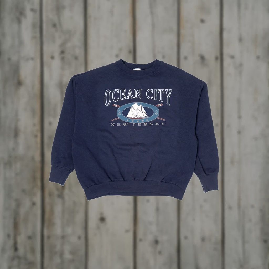 Delta VINTAGE Delta Navy Blue Ocean City New Jersey Sweatshirt 1990s X-Large Navy Blues Sweatshirt Mens Size US XL / EU 56 / 4 - 1 Thumbnail