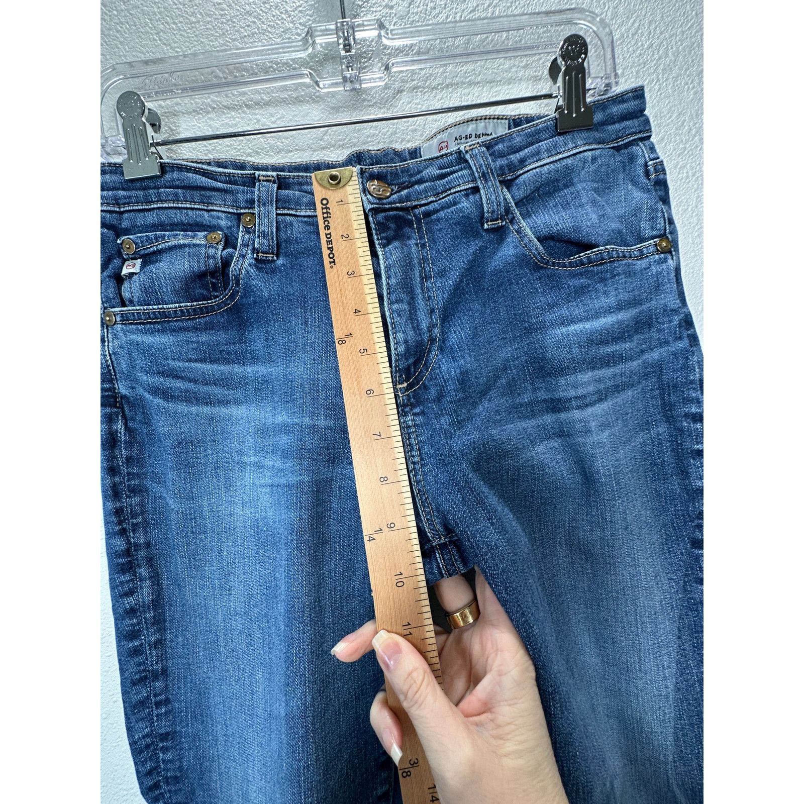 AG Adriano Goldschmied AG Dark Wash Whiskered Prima Cigarette Leg Jeans 30 Size 30" / US 8 / IT 44 - 13 Thumbnail