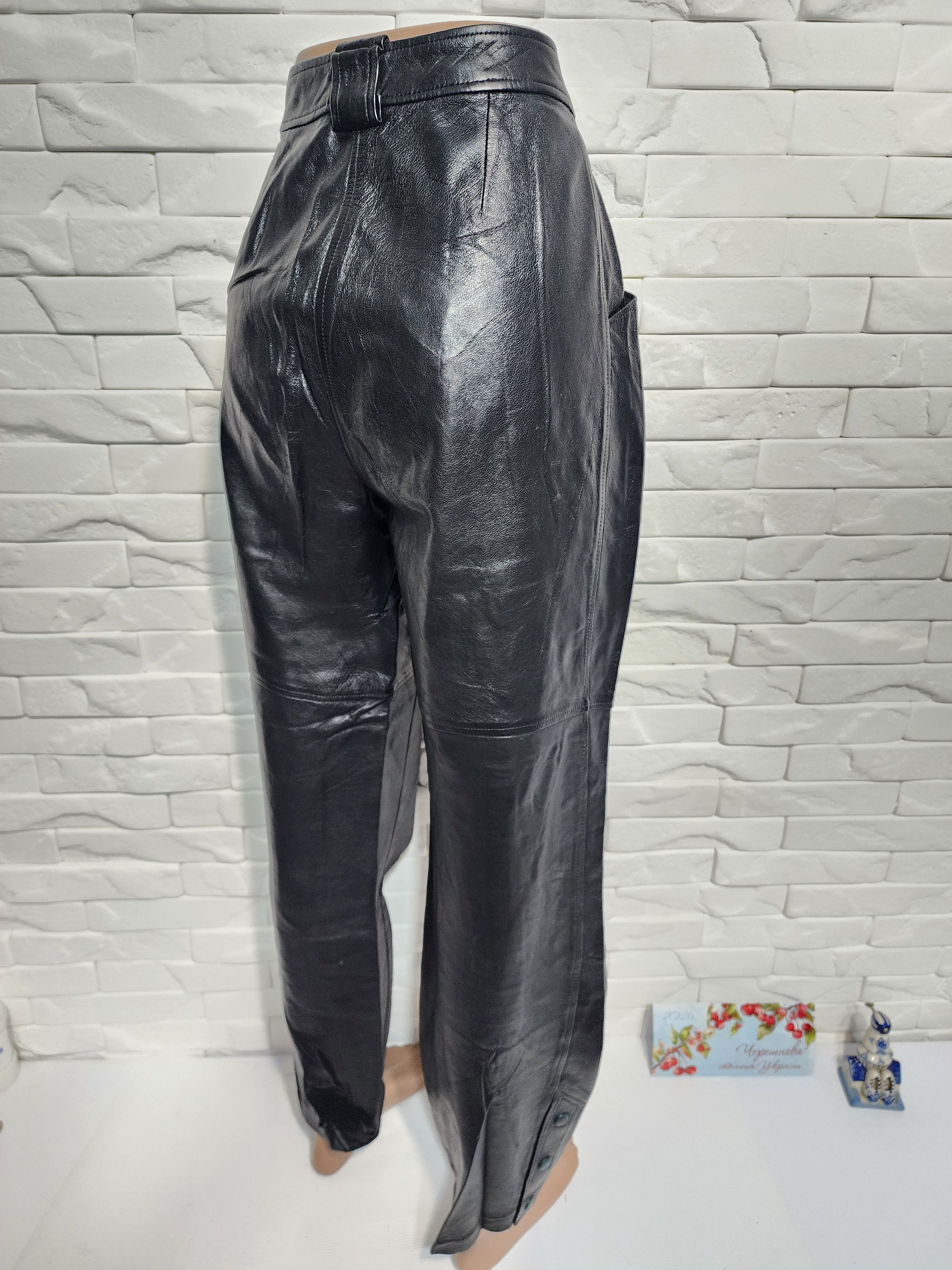 Other Black Leather Pants: Women's Style Genuine Leather Trousers Size 28" / US 6 / IT 42 - 5 Thumbnail