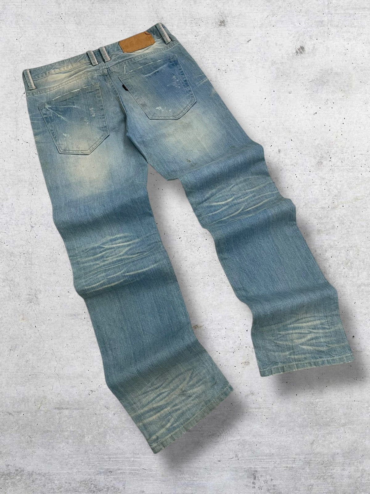 If Six Was Nine VINTAGE DAISY 90S JAPAN DESIGNER BORO PATCHWORK RIPPED DENIM Size US 31 - 10 Thumbnail