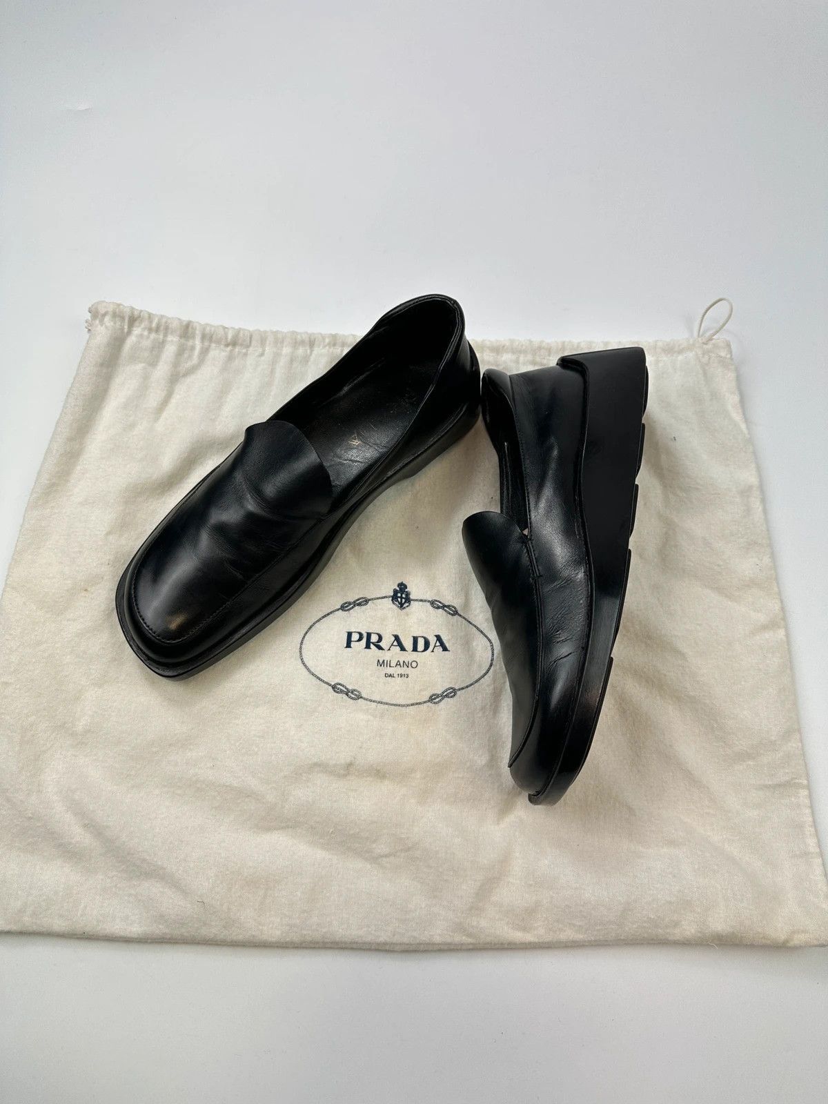 Prada Prada Milano SS1998 Black Leather Plateform Shoes Loafer Size US 8 / IT 38 - 3 Thumbnail