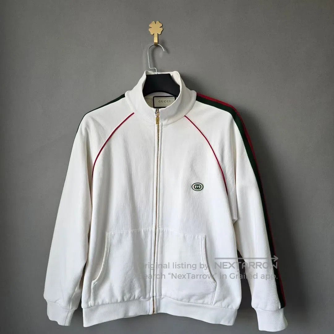 Gucci Gucci Web Stripe Knit Zip Jacket Men's White. Size US M / EU 48-50 / 2 - 1 Thumbnail