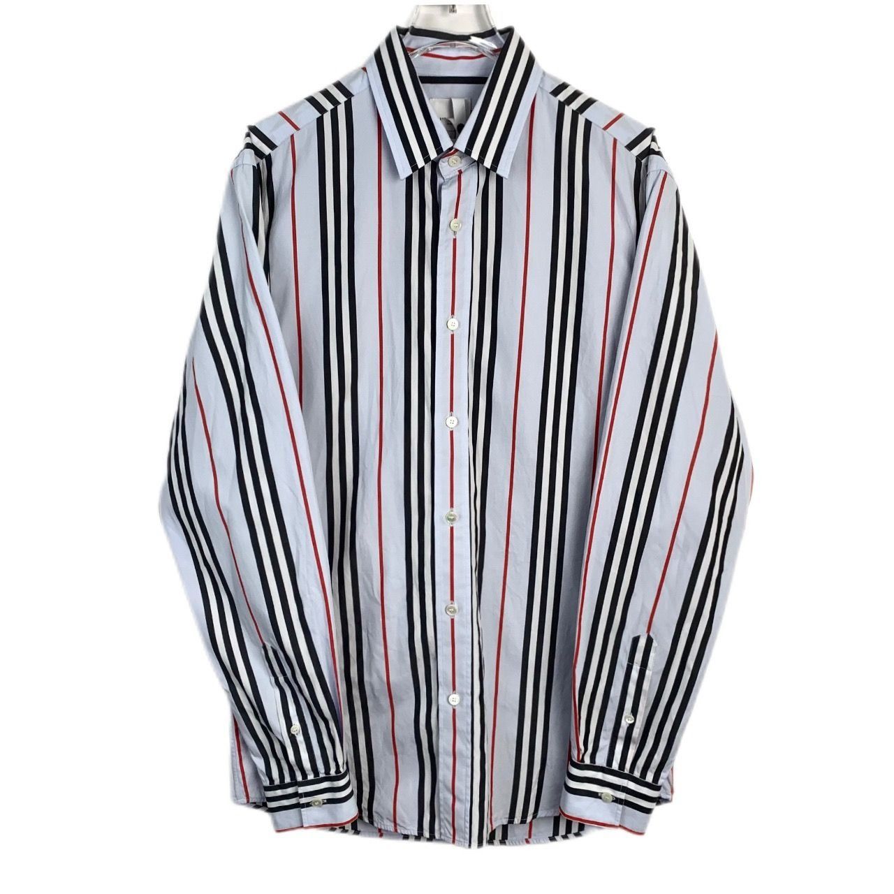 Burberry Striped Long Sleeve Shirt S Size - Black/Red/White