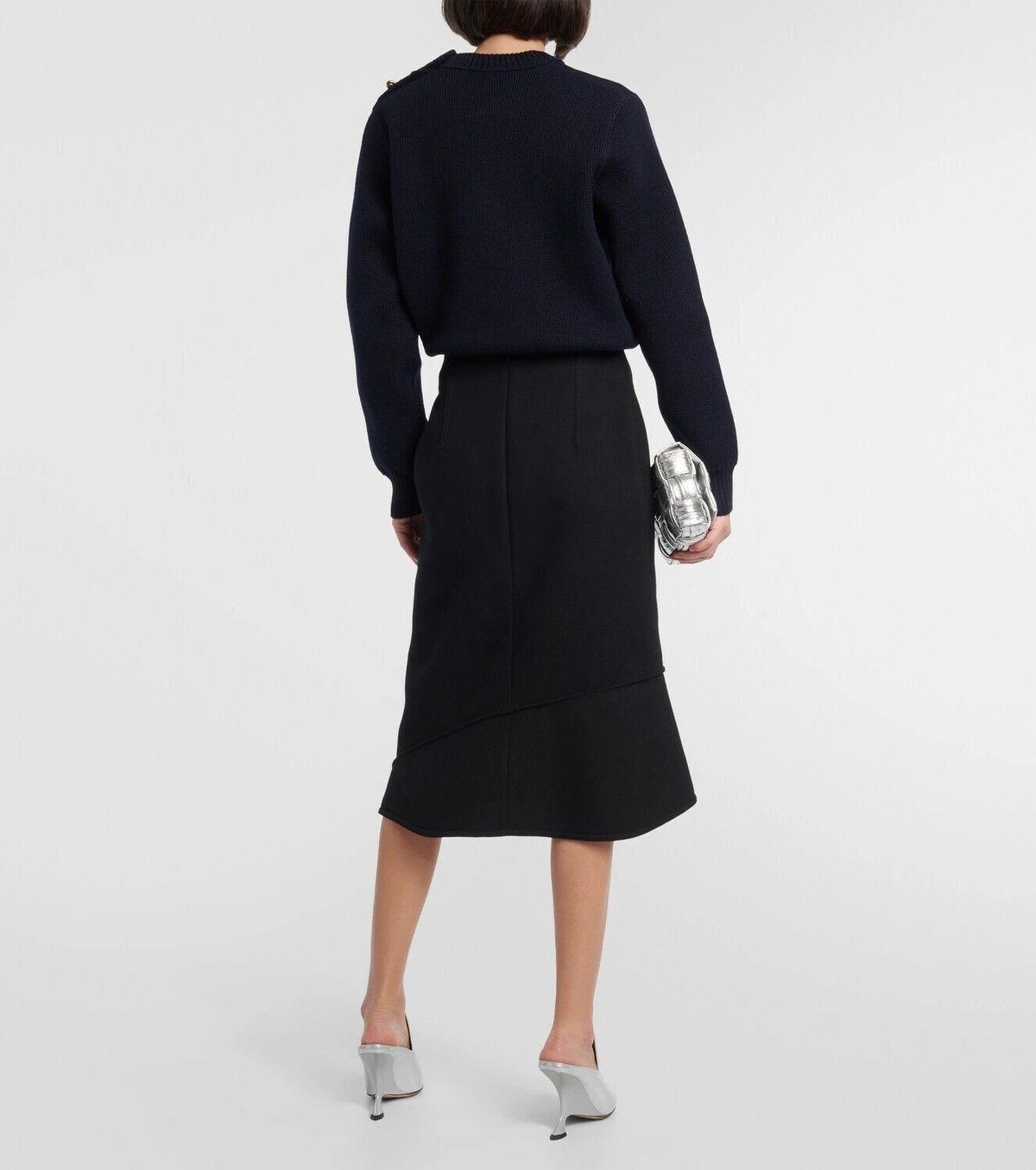 Bottega Veneta o1y0725 Midi Skirt in Black Size 28" / US 6 / IT 42 - 6 Thumbnail