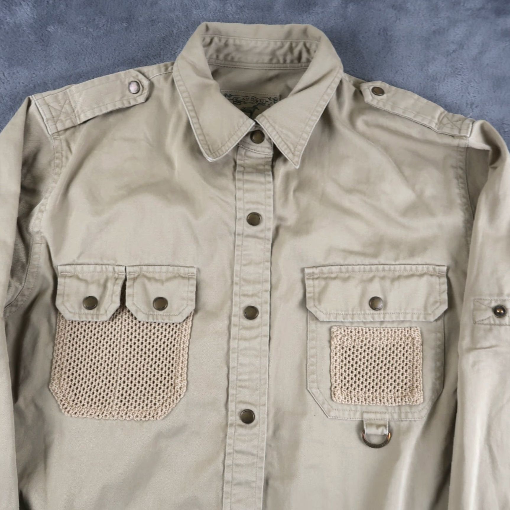 Ralph Lauren VINTAGE Ralph Lauren Safari Field Shirt Womens Khaki M Beige 100% Cotton Pockets Buttons Casual Regular Fit 90s Zoo Keeper Womens Size M / US 6-8 / IT 42-44 - 3 Thumbnail