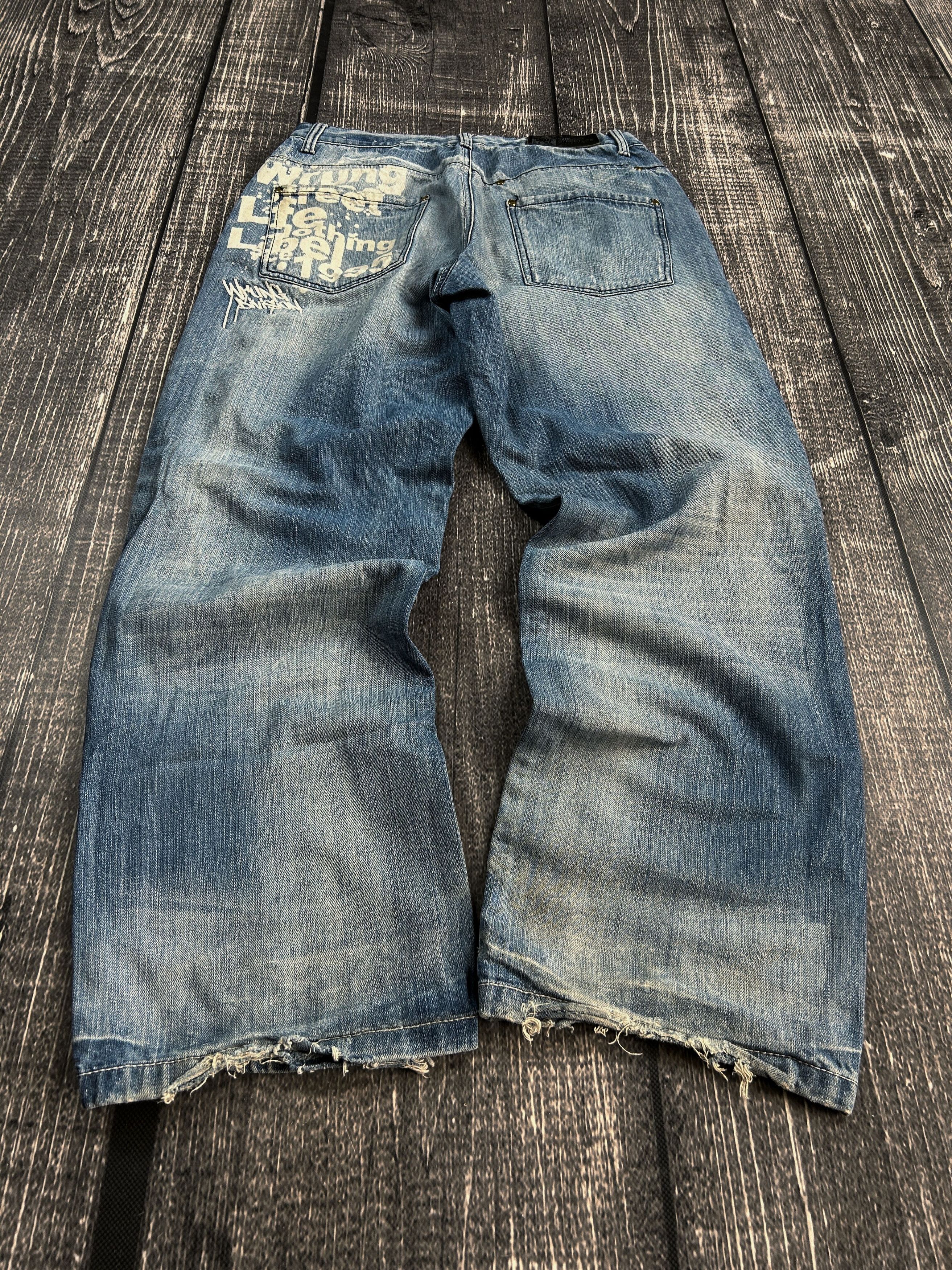 Japanese Brand VTG Baggy Rap SK8 JNCO Balenci Style Washed Jeans Y2K Size US 32 / EU 48 - 2 Thumbnail