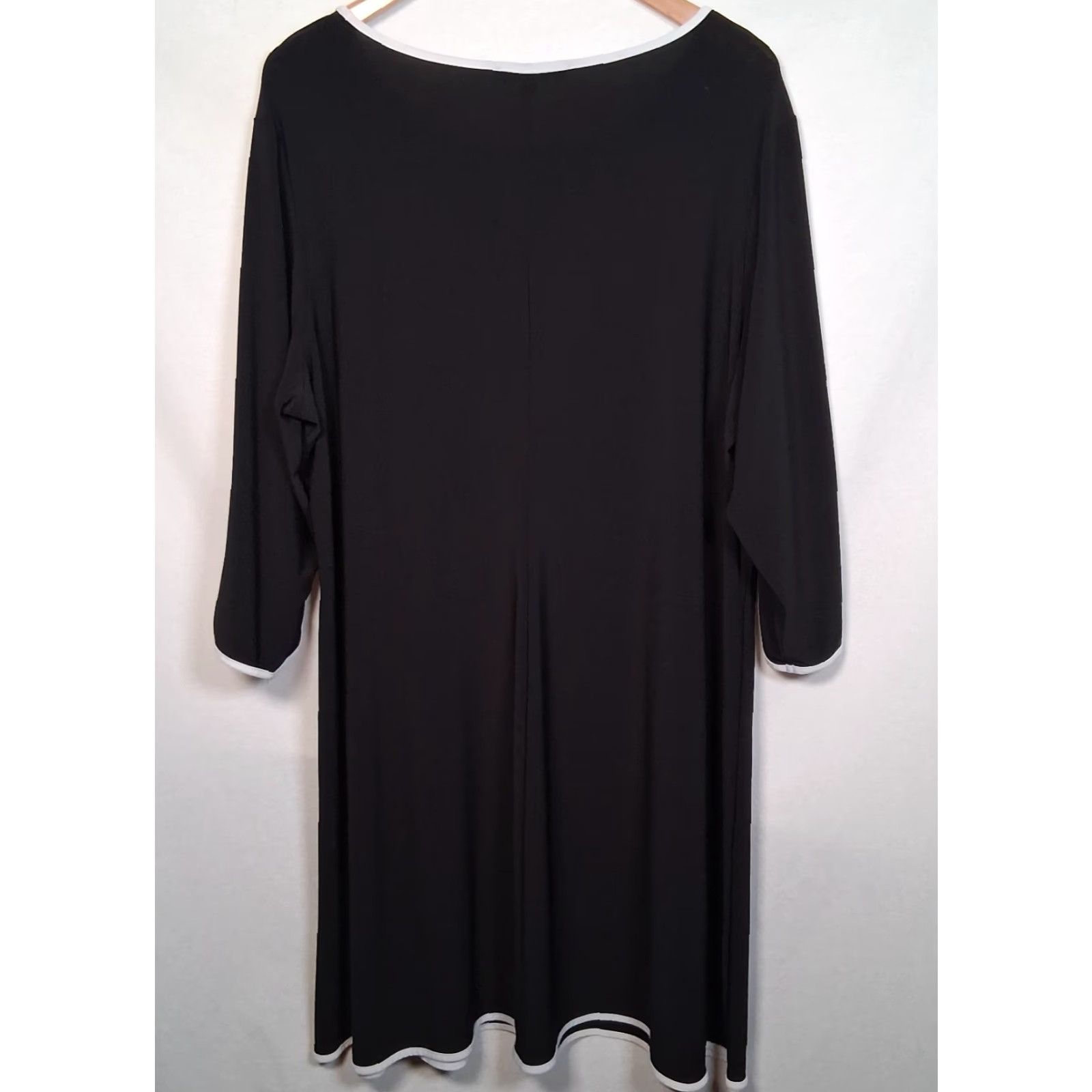 Vintage Tiana B Dress Plus Size Black White Trim Knee Length Classic Party Office Wear Size XXL / US 16-18 / IT 52-54 - 2 Thumbnail