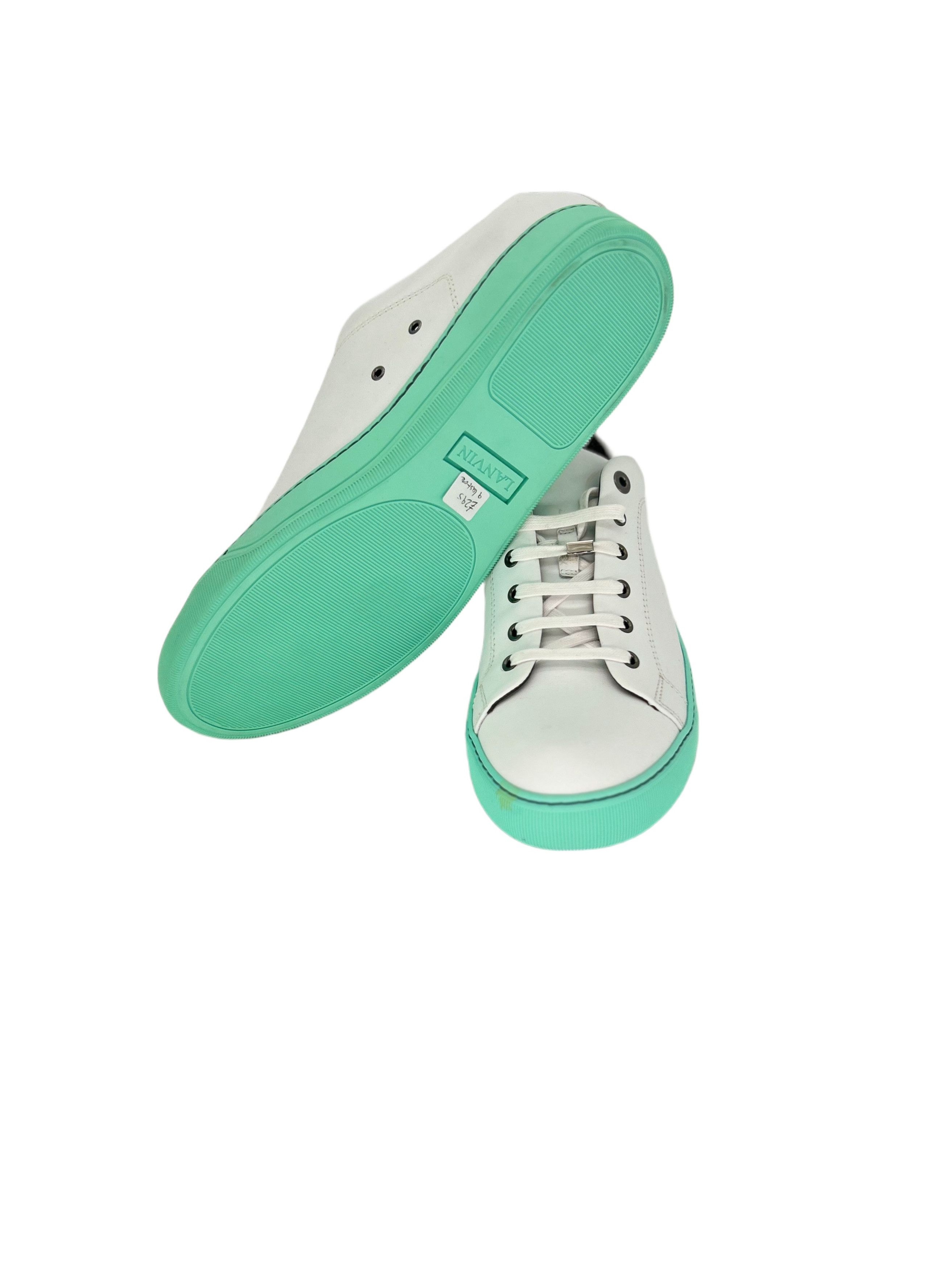 Lanvin White Leather Trainers with Mint Green Sole Size US 9 / EU 42 - 5 Thumbnail