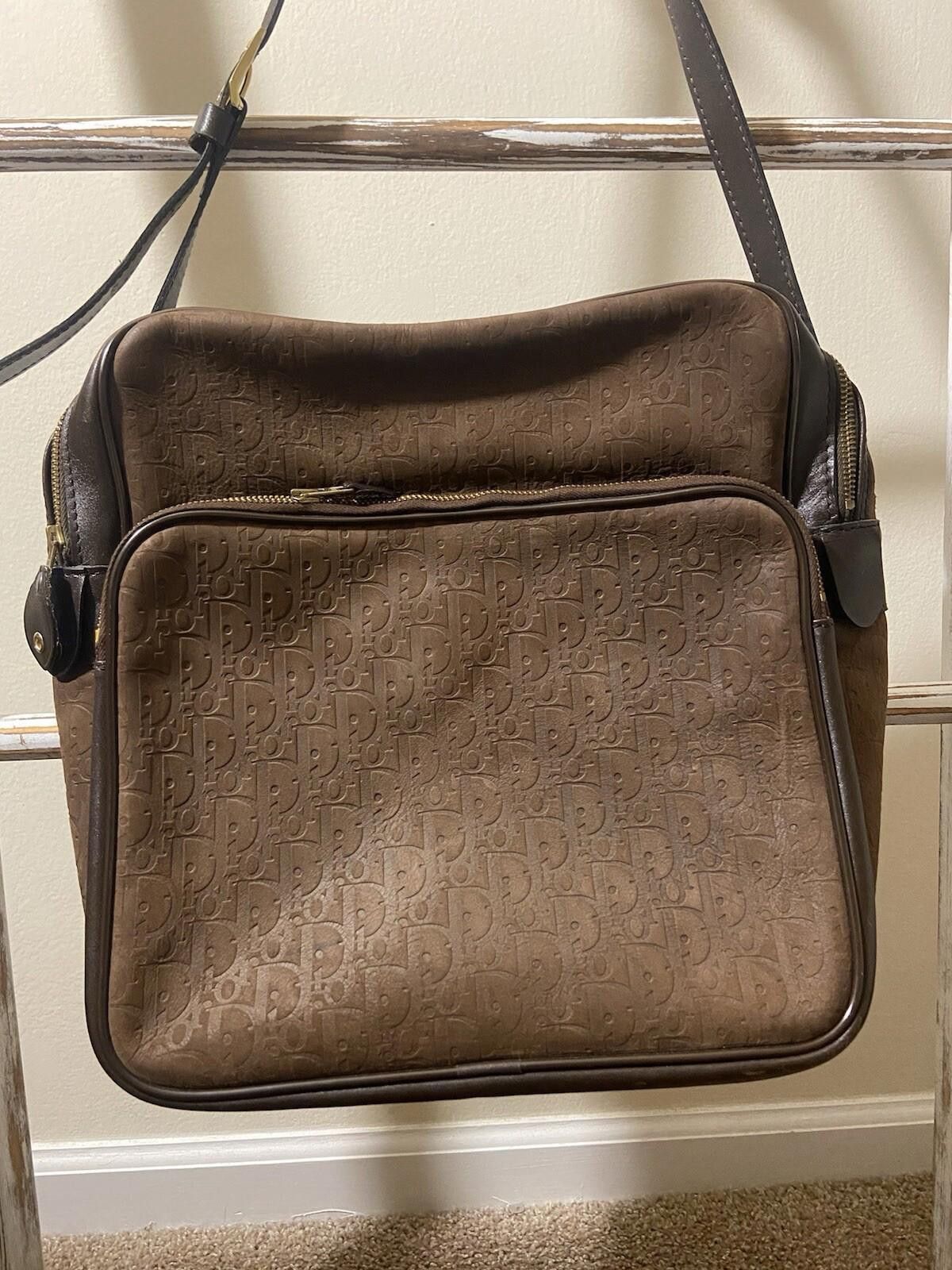 Dior Trotter brown nubuck suede leather crossbody bag good