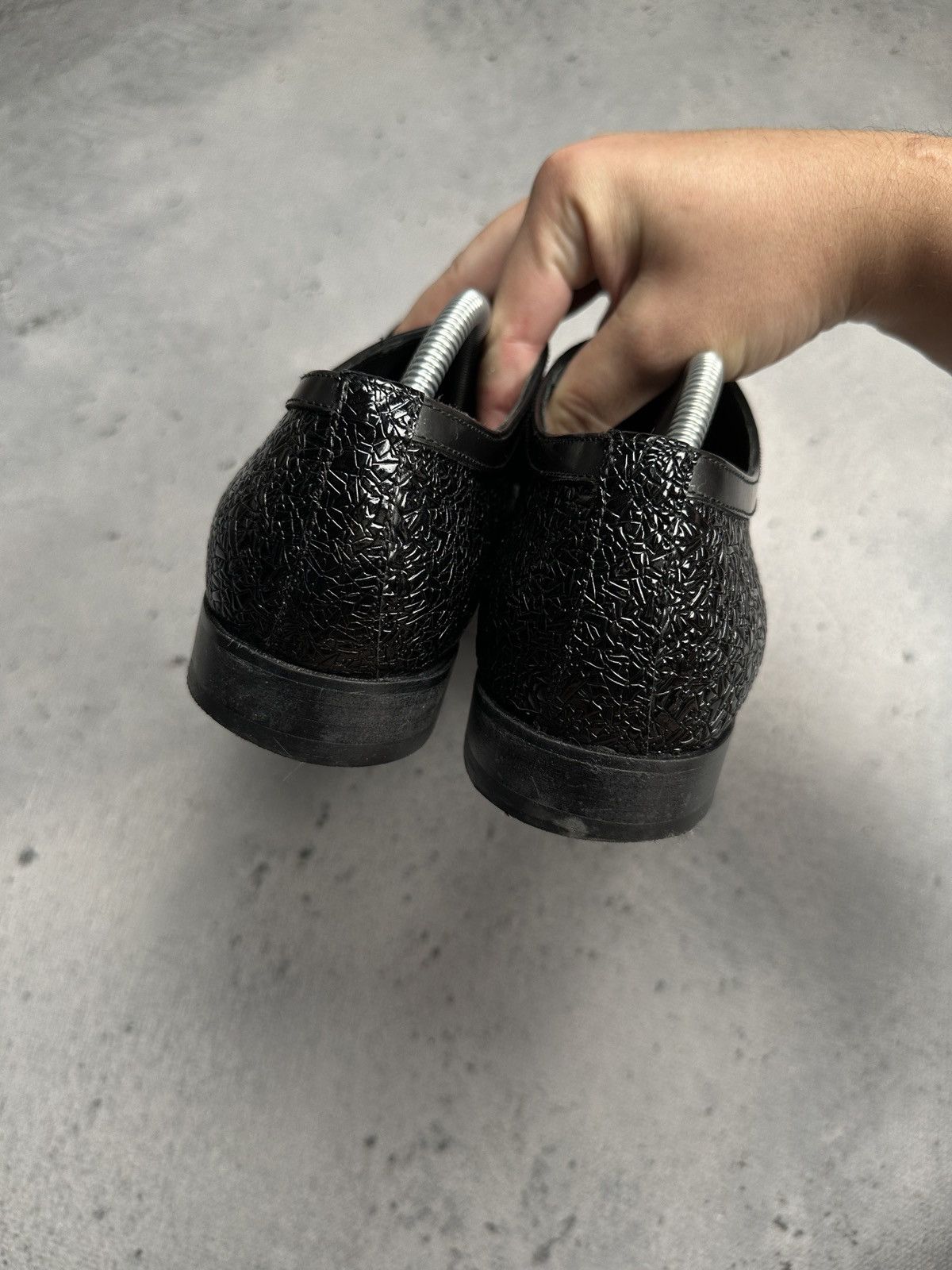 Genuine Leather Eveet Made in Italy Textured Black Derby Shoes Vero Cuoio Size US 9 / EU 42 - 4 Thumbnail