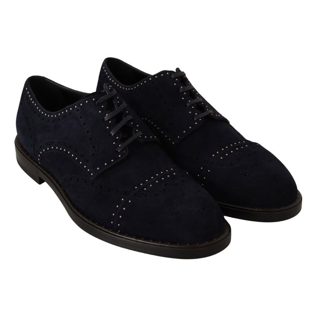 Dolce & Gabbana Dolce & Gabbana Elegant Suede Derby Shoes with Silver Studs Size US 11 / EU 44 - 6 Thumbnail