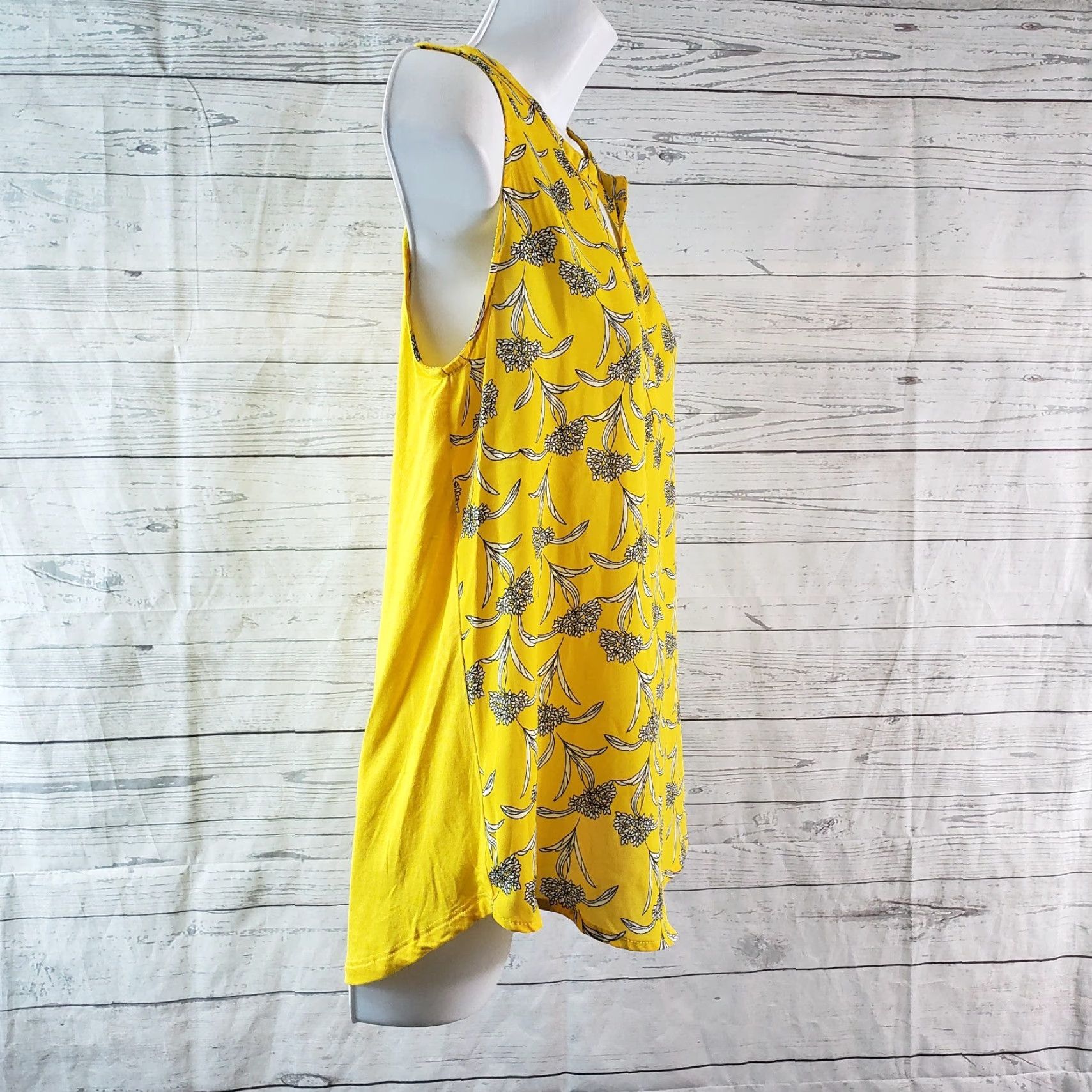Vintage Papermoon Womens Blouse Fayette Mixed Material Sz S Yellow Floral Shirt Sleeveless Pullover VINTAGE No Size S / US 4 / IT 40 - 3 Thumbnail