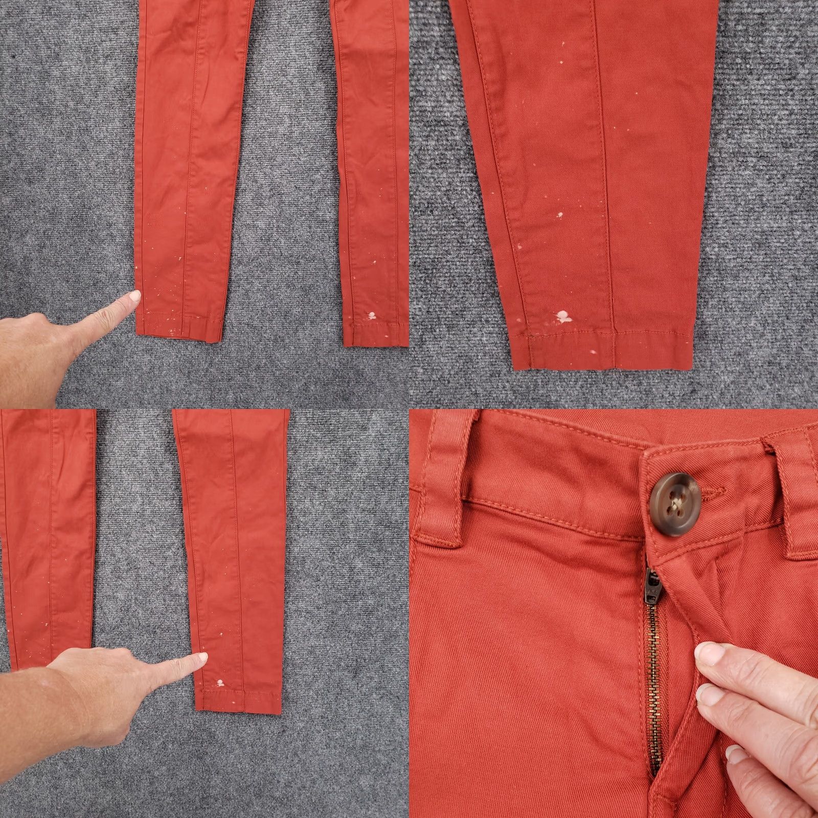 Vintage CAbi Pants Womens 4 Slim Leg Twill Stretch Orange solid Front Pocket Zip 30in Inseam Casual Formal Business Carpenter Mens Womens Girls Boys Size 27" / US 4 / IT 40 - 8 Thumbnail