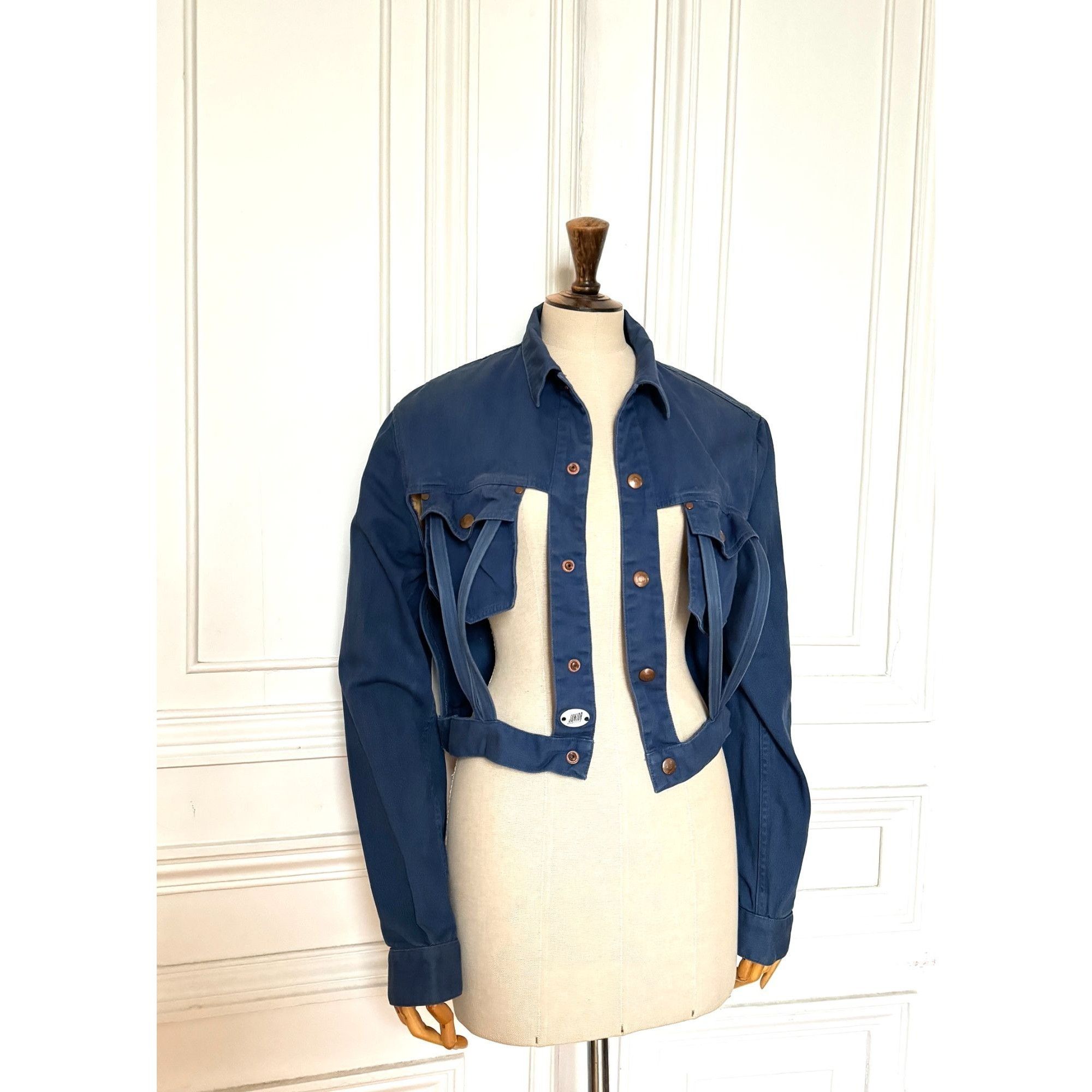 Jean Paul Gaultier SS 1989 Voyage Autour du Monde Blue Cage Jacket Size US S / EU 44-46 / 1 - 2 Thumbnail