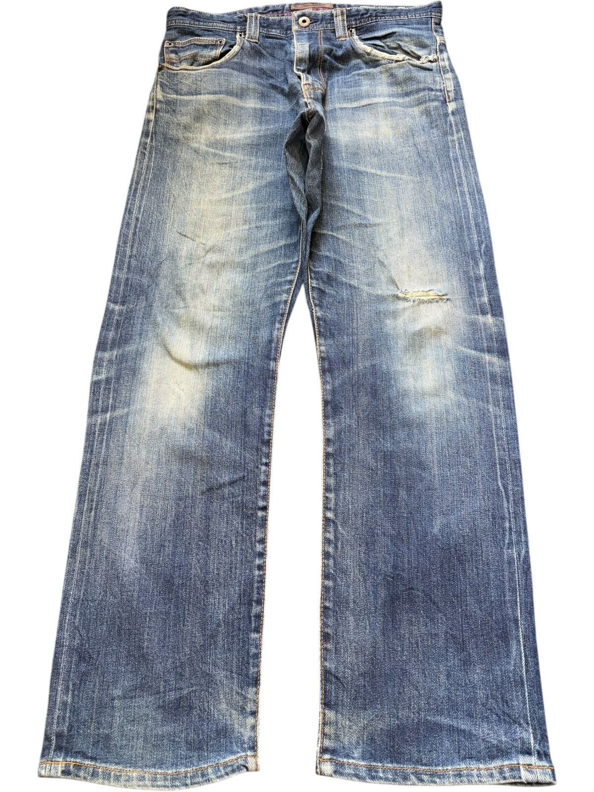 Edwin Vintage Okayama Denim Buckle Back Selvedge Distressed Jeans Size 32" / US 10 / IT 46 - 1 Thumbnail