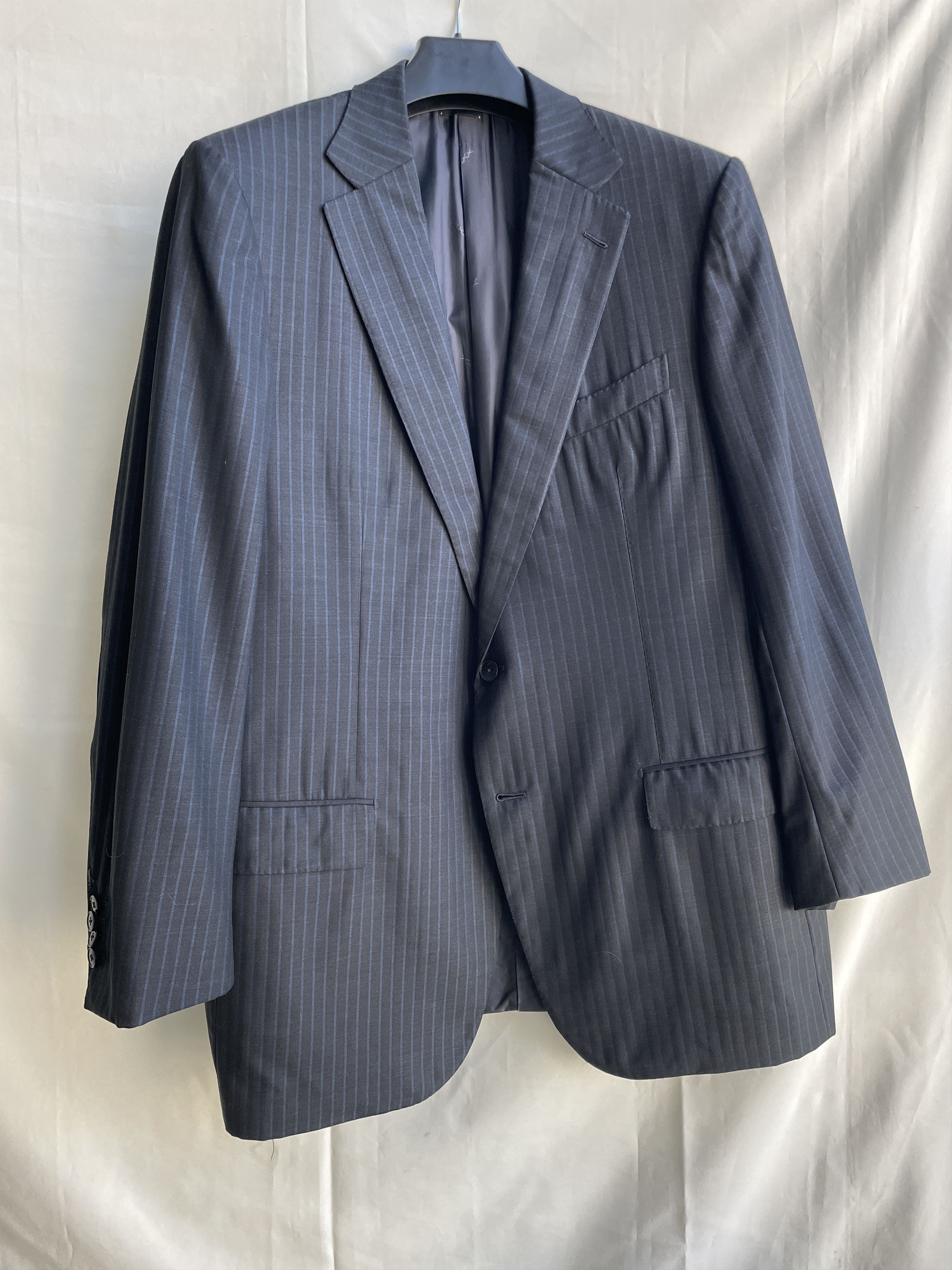 Ermenegildo Zegna Ermenegildo Zegna Couture Striped Navy Wool Suit Jacket Size 46R - 1 Thumbnail