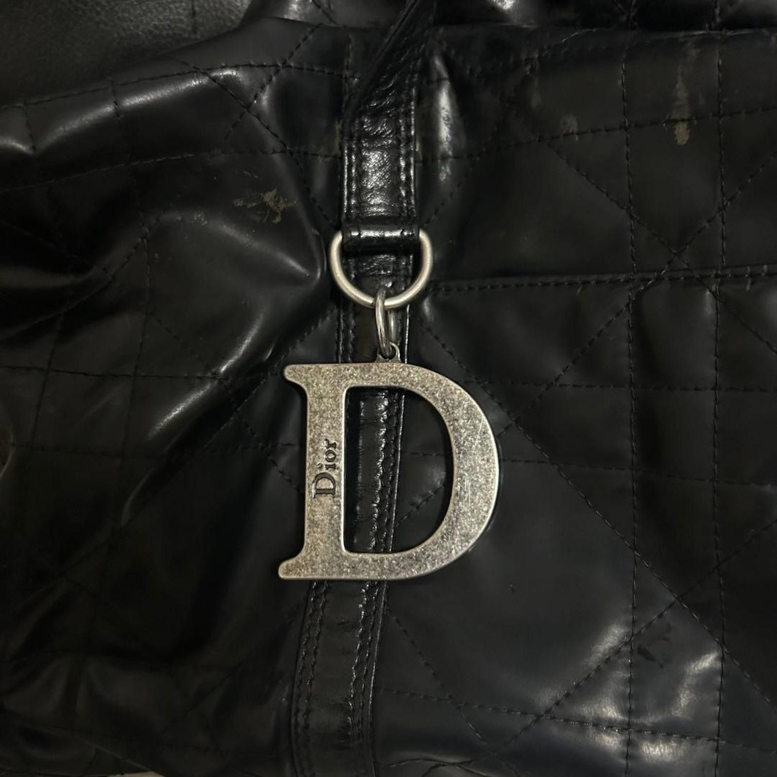 Dior Dior - Black Quilted Leather Handbag Silver 'D' Charm Size ONE SIZE - 3 Thumbnail