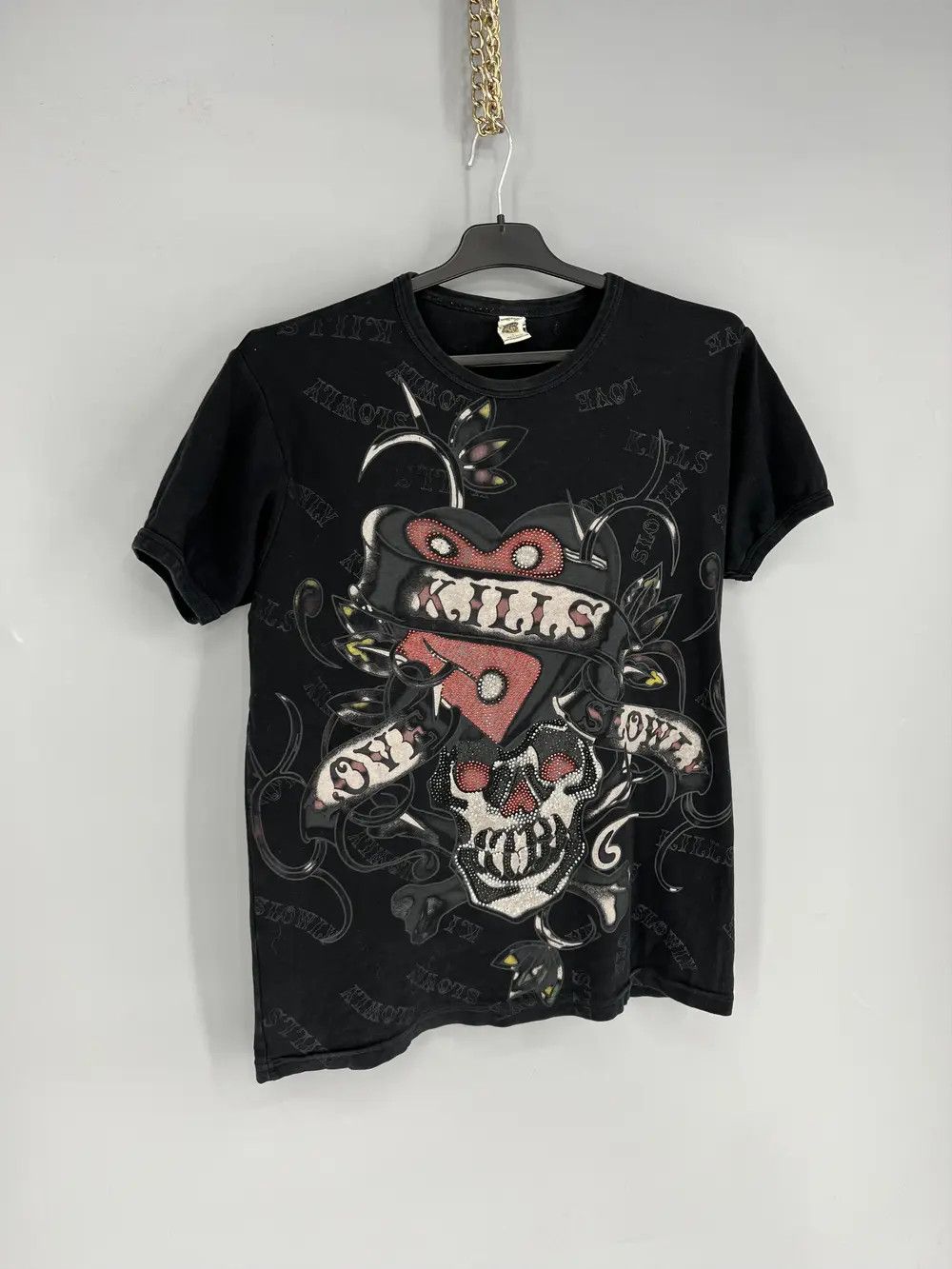 Affliction Vintage Y2K Christian Audigier Women’s Rhinestones T-Shirt Size US L / EU 52-54 / 3 - 2 Thumbnail