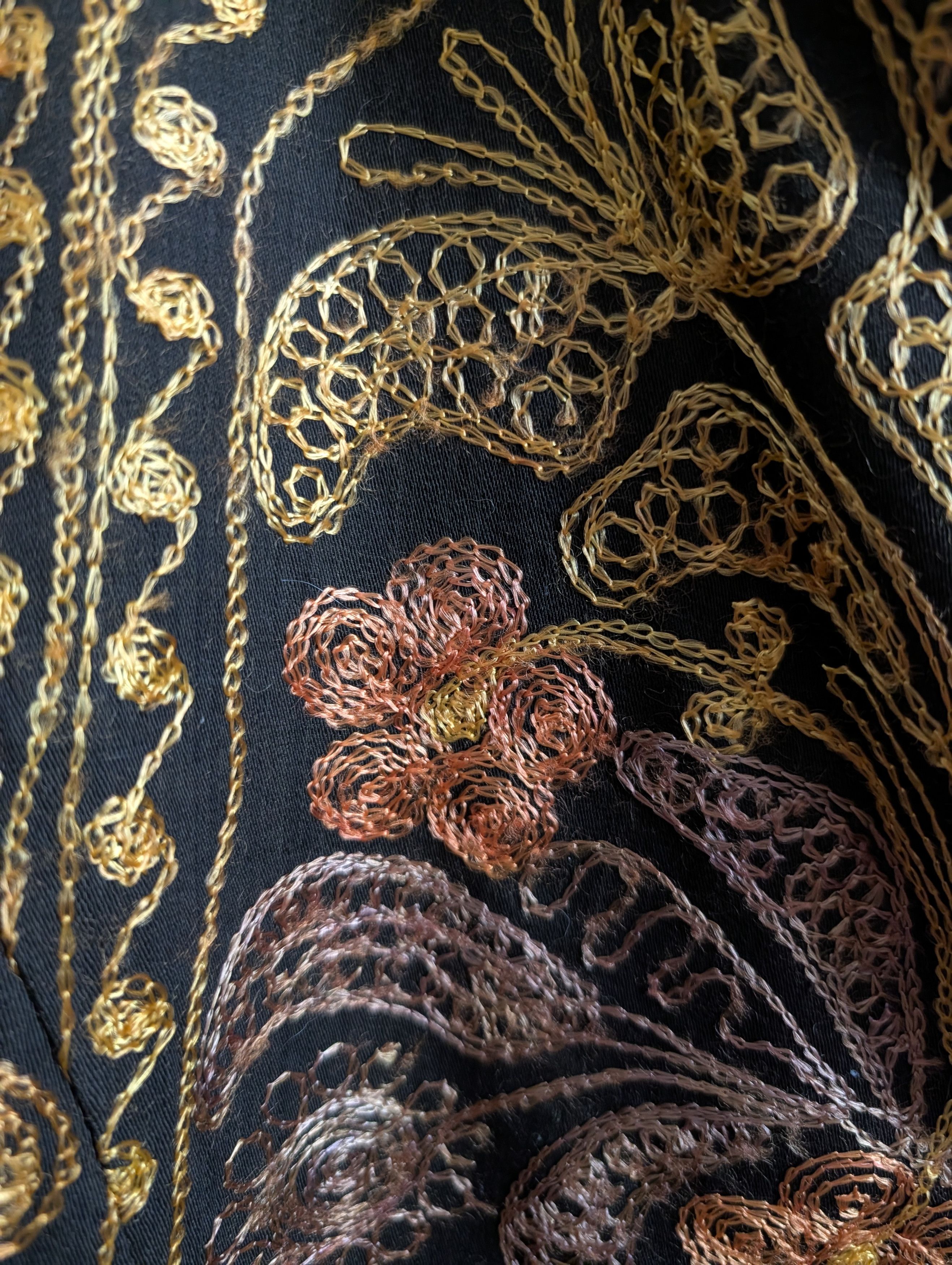 Handmade Uzbekistan handmade chain stitch floral button up jacket Size XL / US 12-14 / IT 48-50 - 6 Thumbnail
